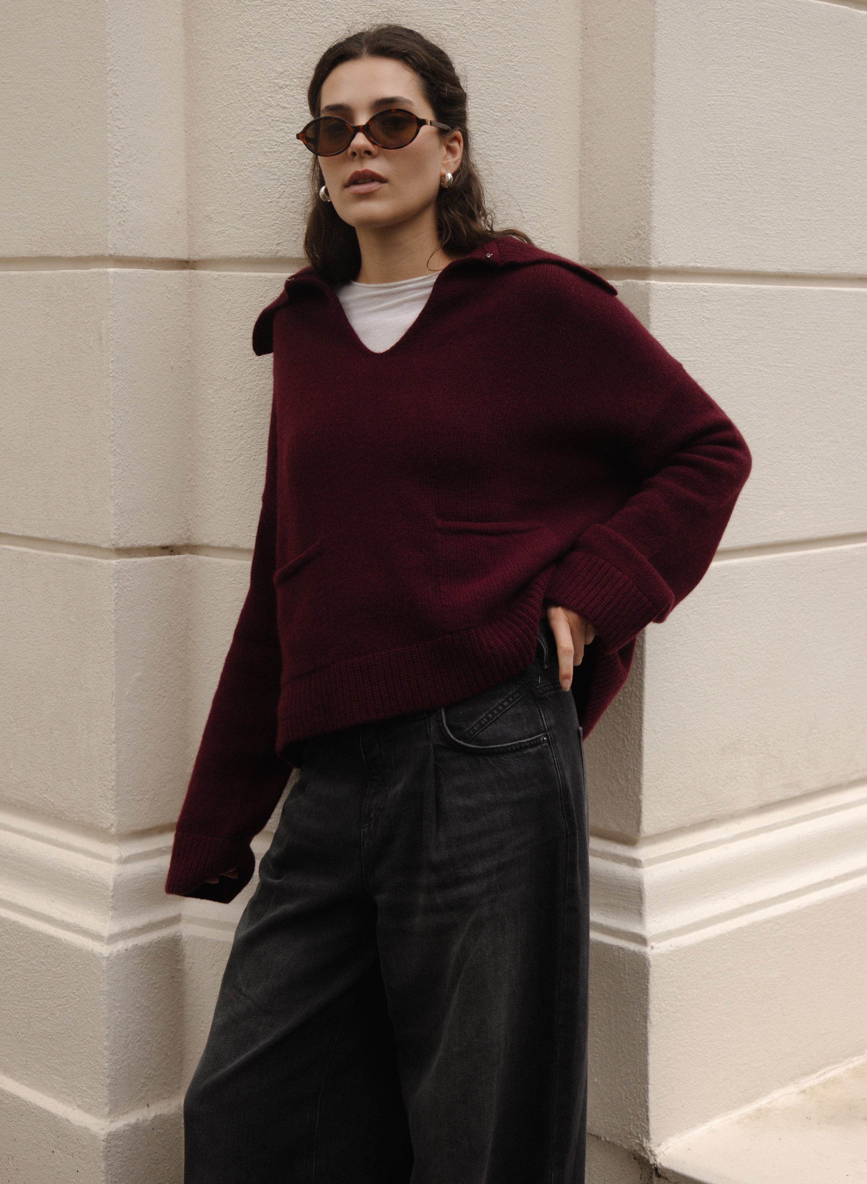 VALENTINE SWEATER IN DARK CHERRY