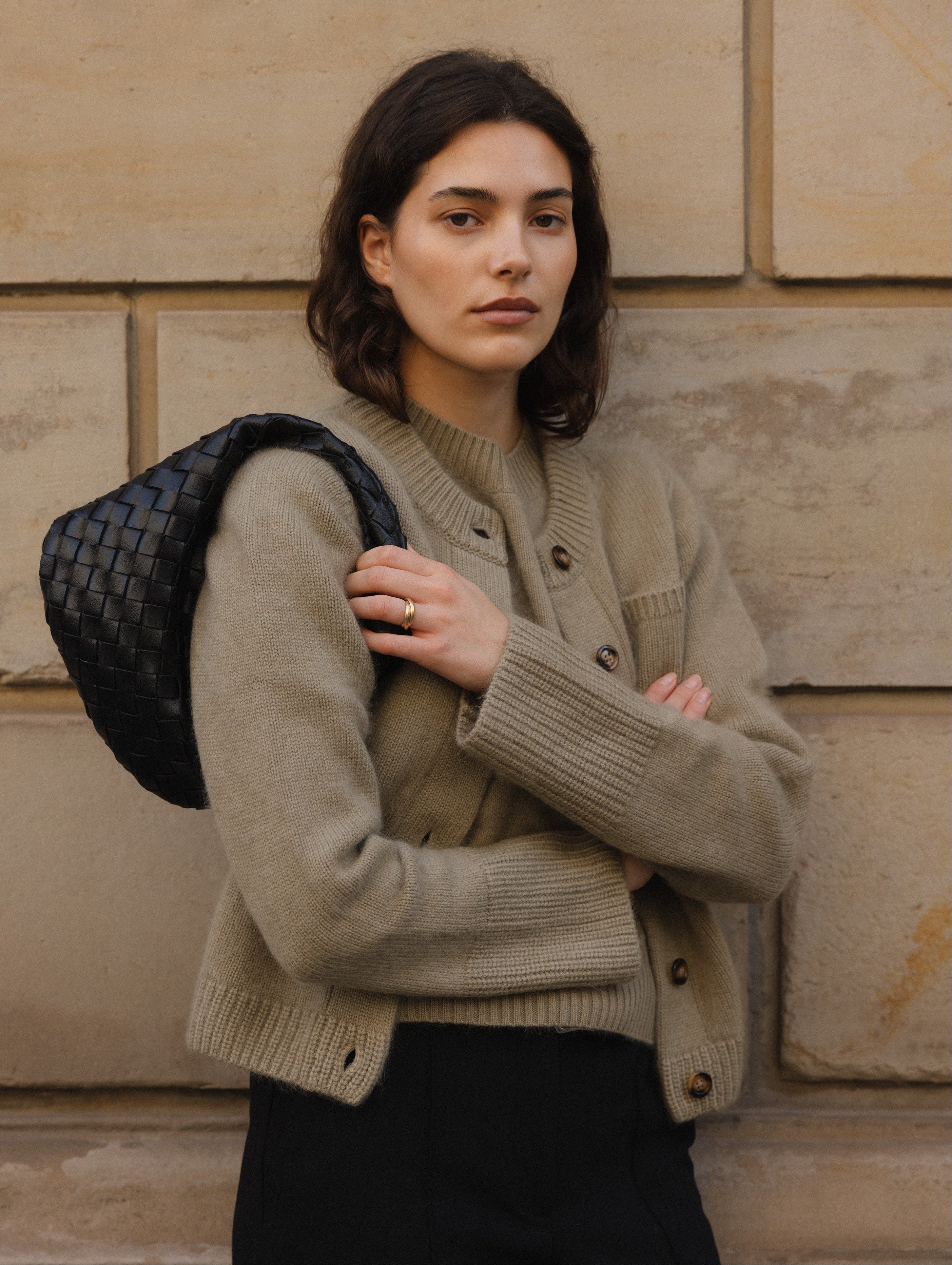 LILLY BRUSHED CARDIGAN IN MOSS