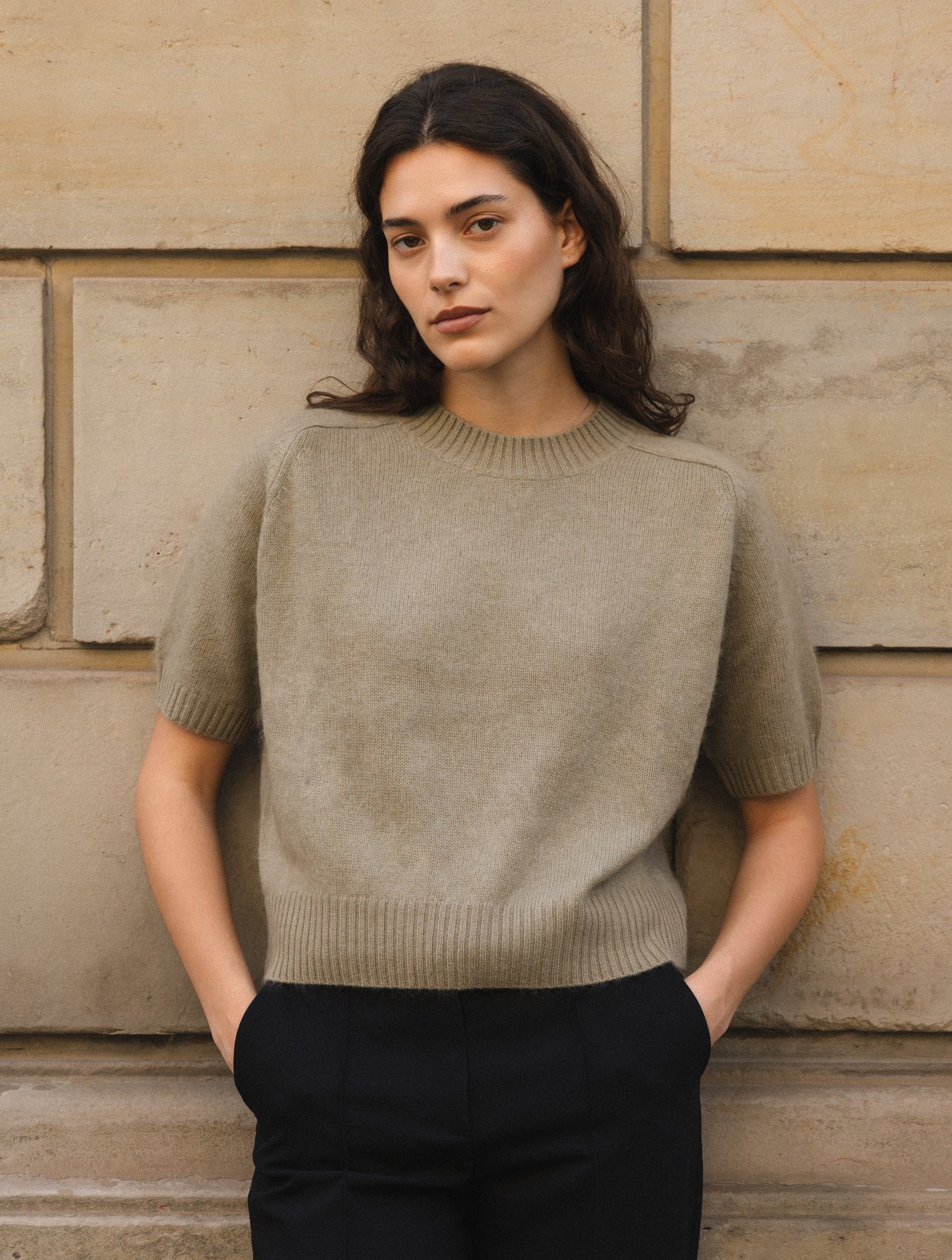 ANITA BRUSHED SWEATER IN MOSS