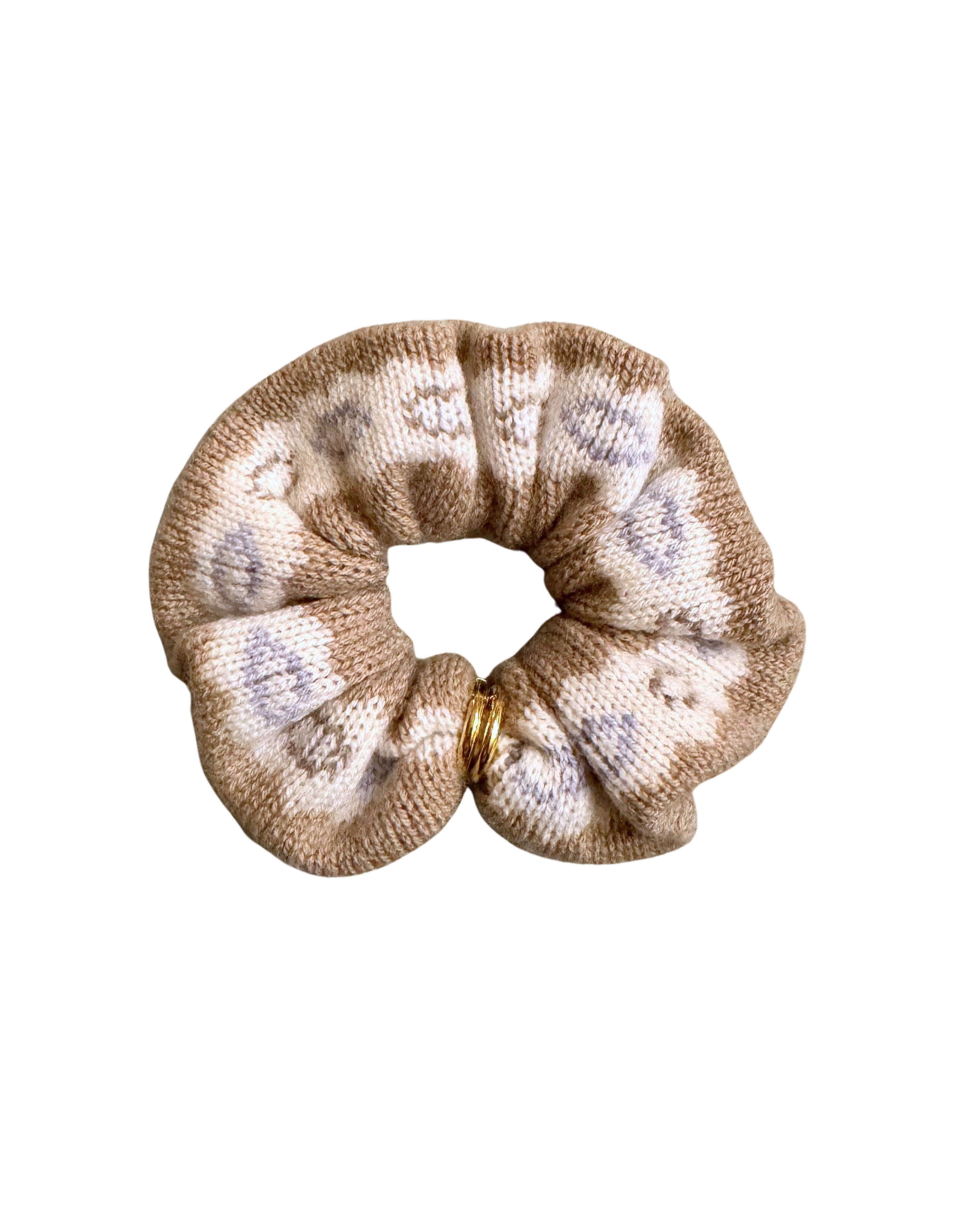 LAURA FAIR ISLE SCRUNCHY IN TOAST