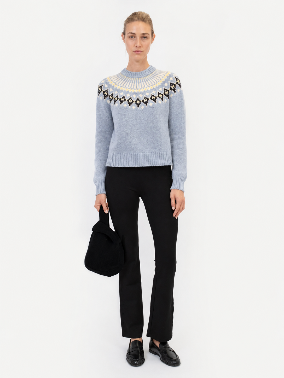 LAURA FAIR ISLE SWEATER IN BLUEBERRY LATTE