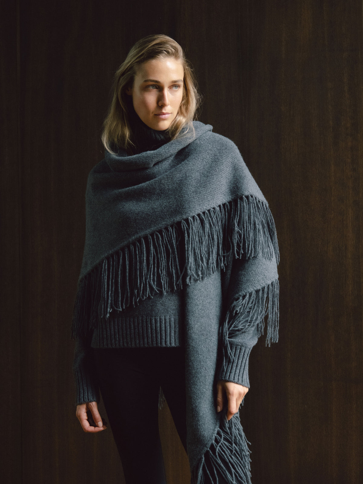 LAURA PONCHO IN MIDNIGHT STONE