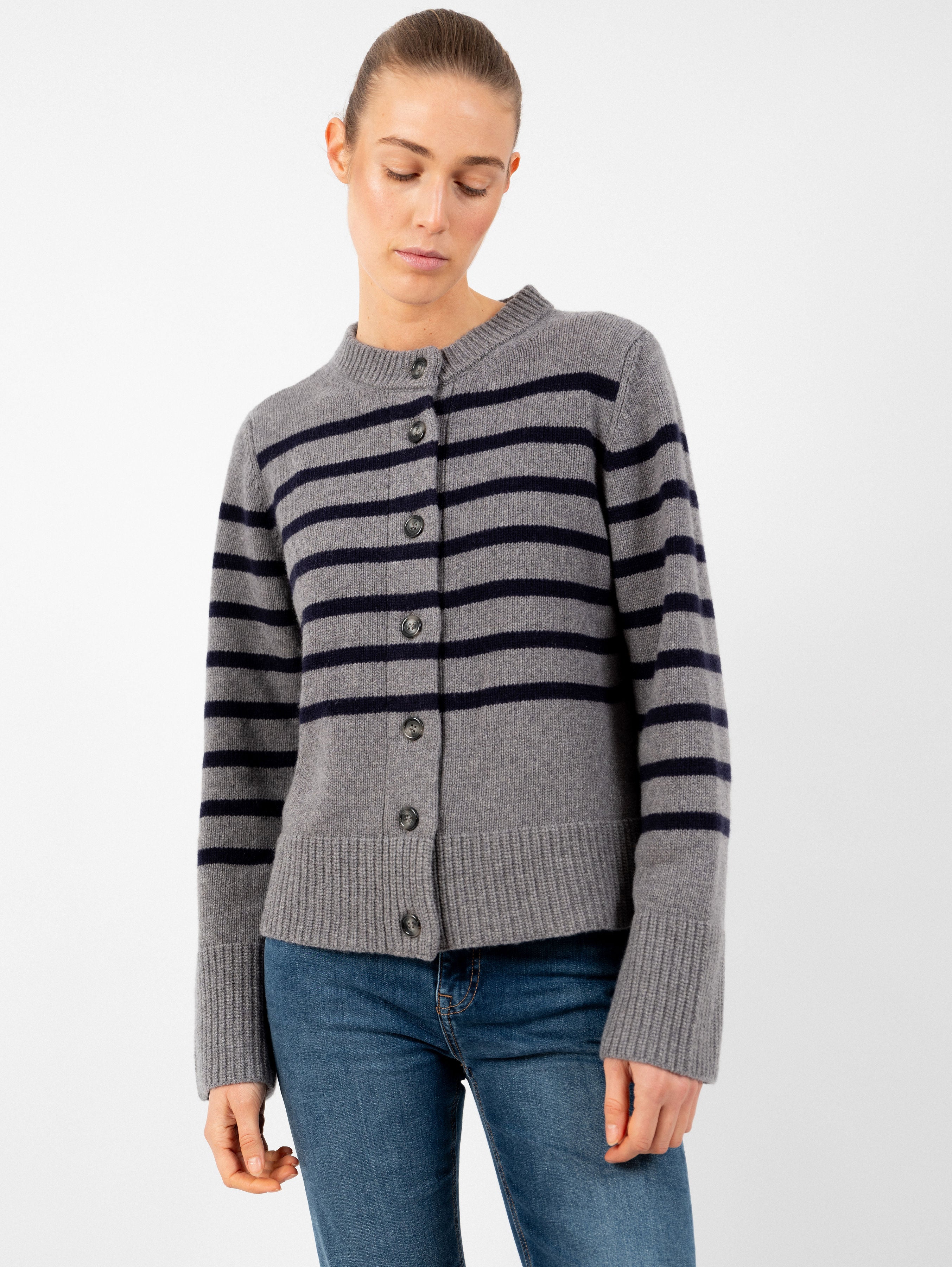 DOROTHEA CARDIGAN IN STONE / OCEAN