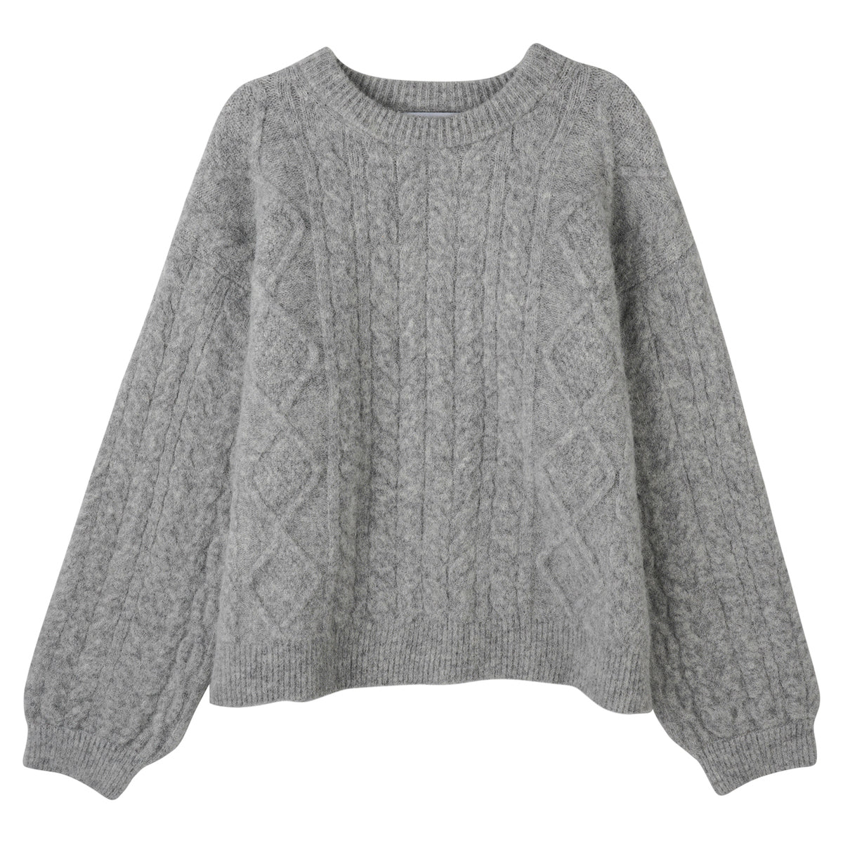 PATRICIA CABLE SWEATER IN GREY MARBLE