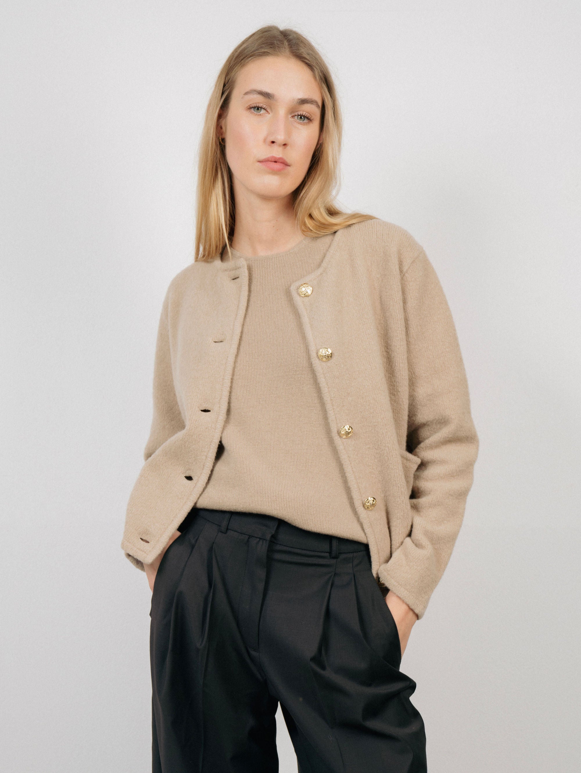 PATRICIA TOP IN NEW WOOL BEIGE