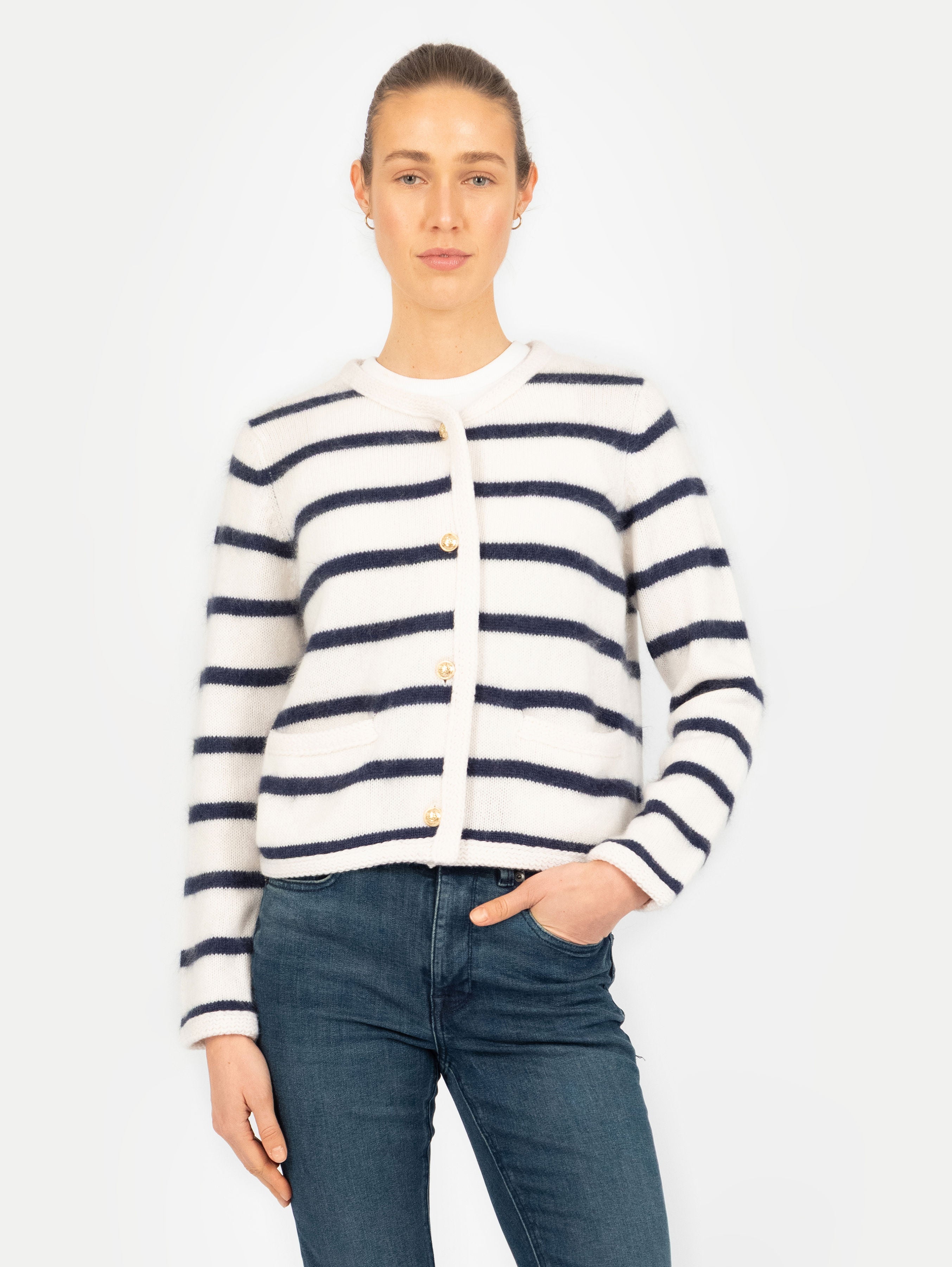 BLANCA JACKET IN SUGAR GLAZE/DEEP BLUE
