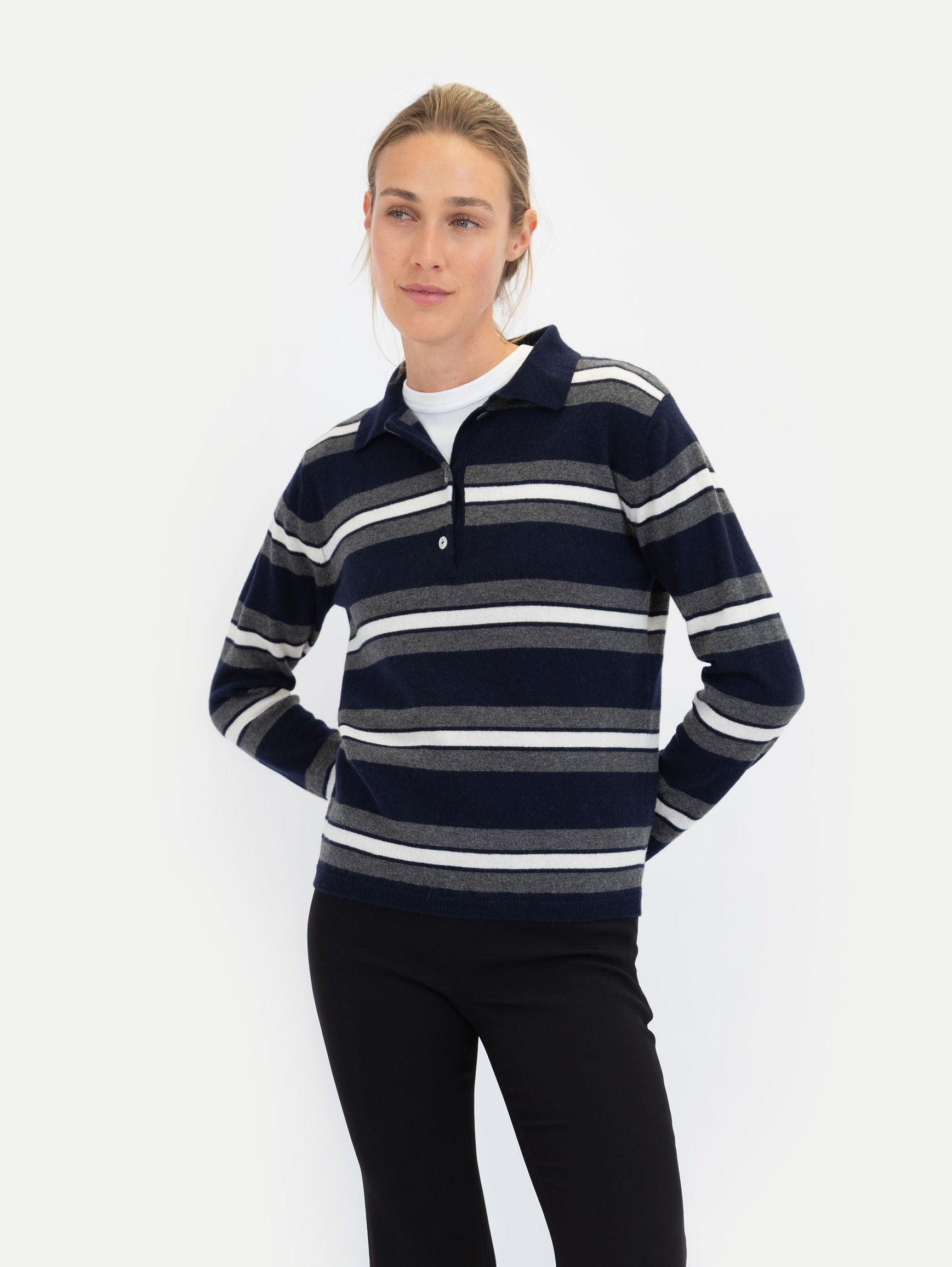 ROBIN POLO IN STRIPED DEEP BLUE