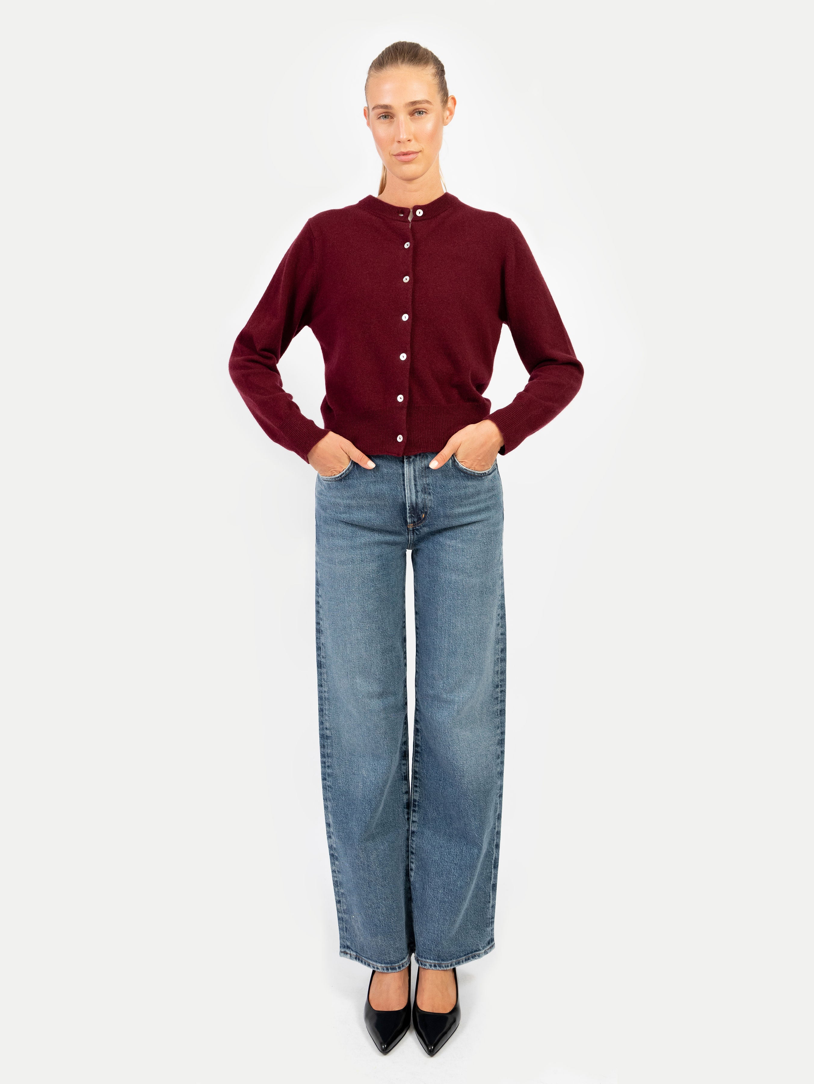 CLARA CARDIGAN IN DARK CHERRY