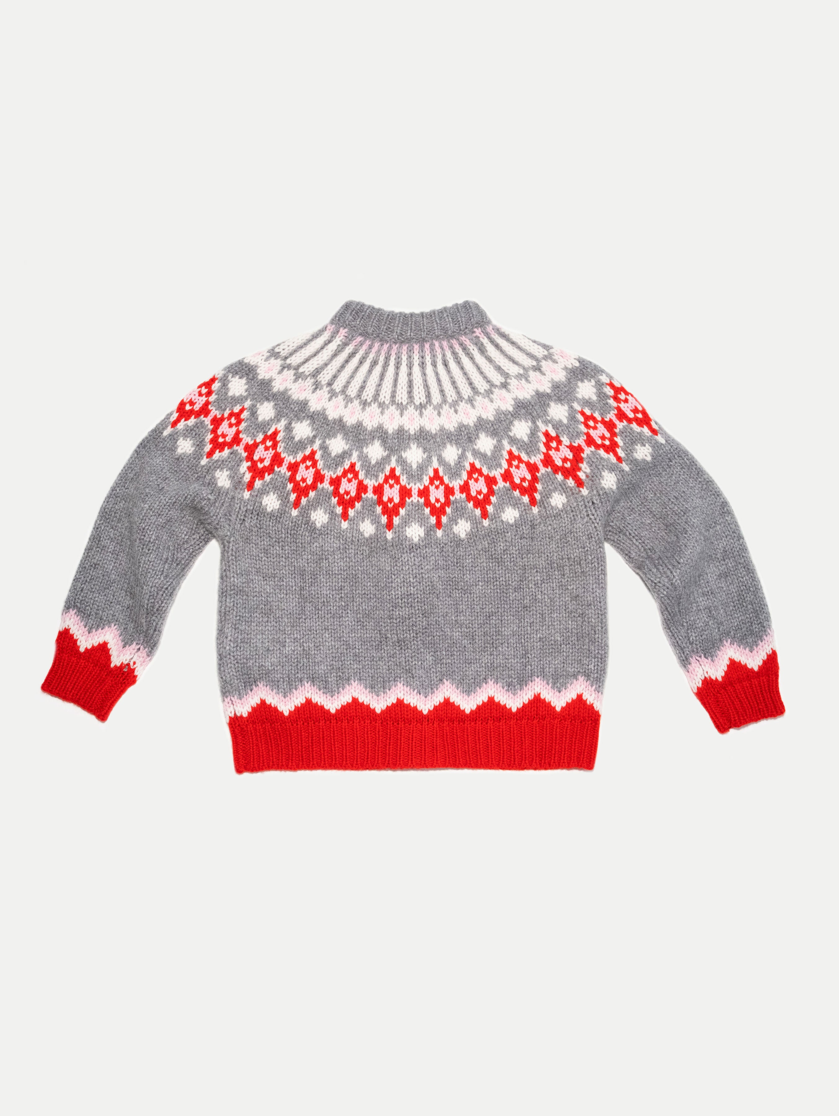 LOLA FAIR ISLE CARDIGAN IN SALT GREY