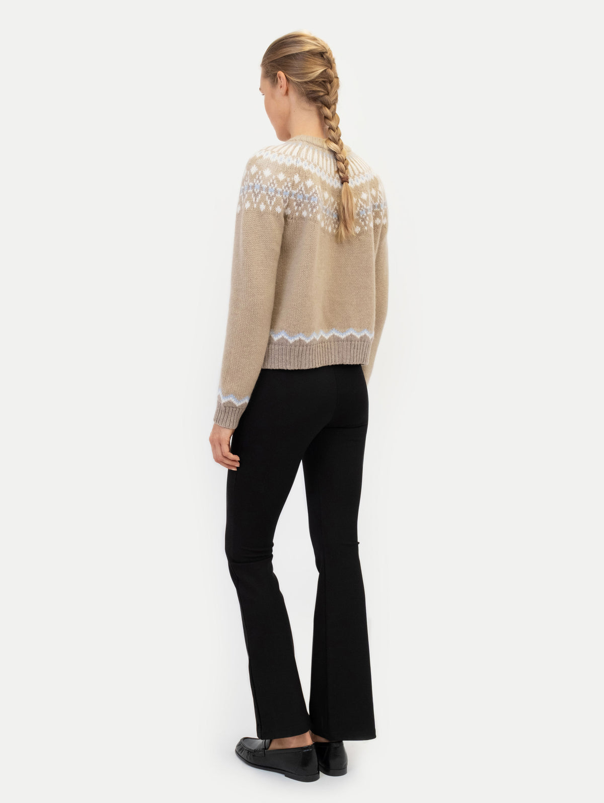 LAURA FAIR ISLE CARDIGAN IN TOAST