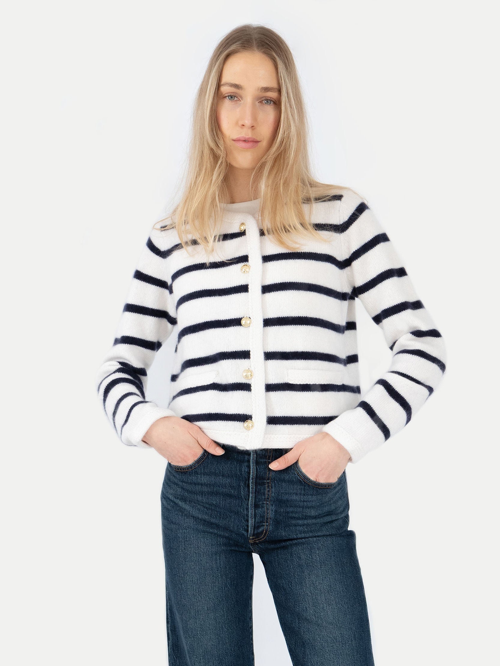 BLANCA JACKET IN SUGAR GLAZE/DEEP BLUE