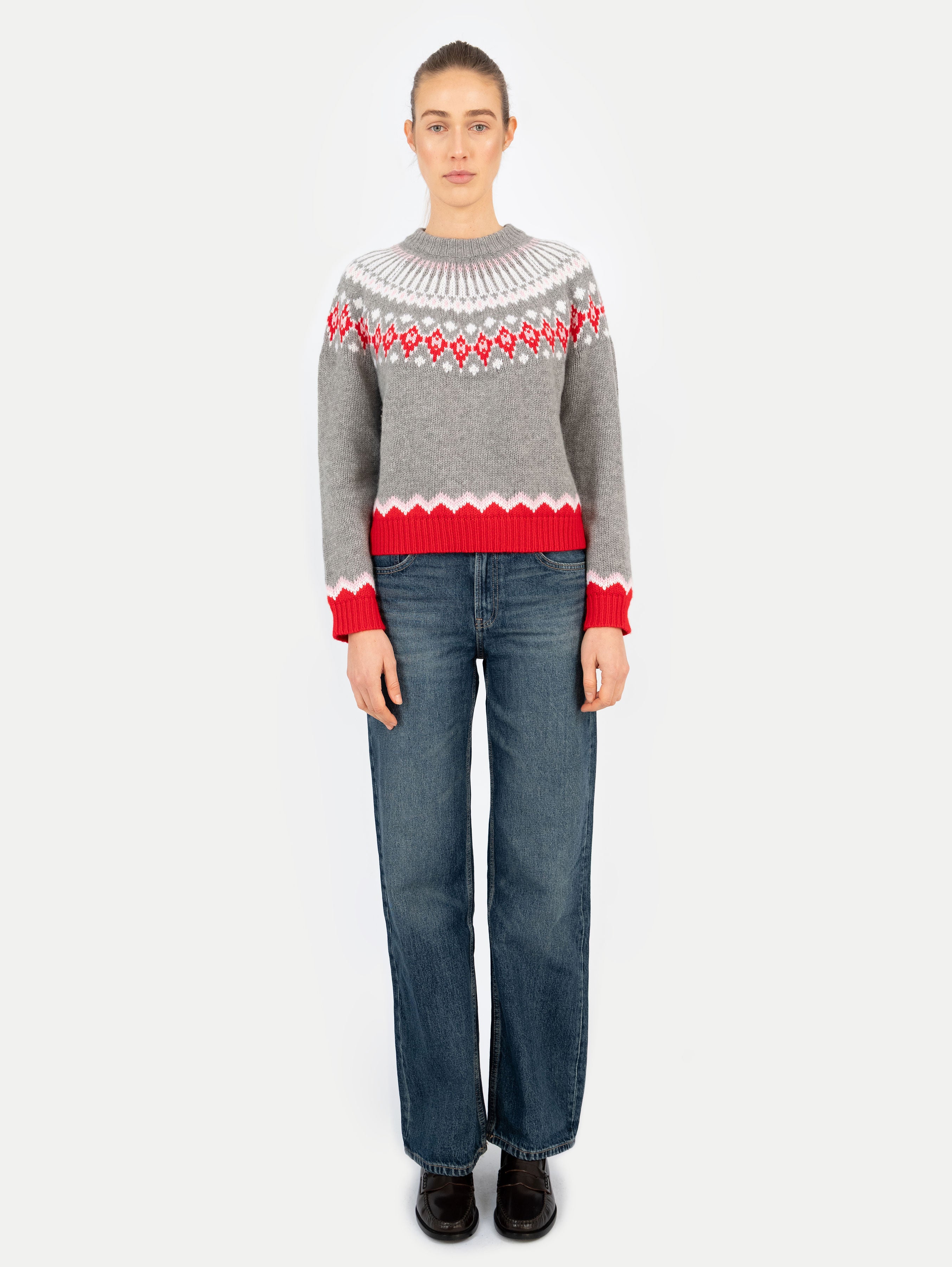LAURA FAIR ISLE SWEATER IN SALT GREY