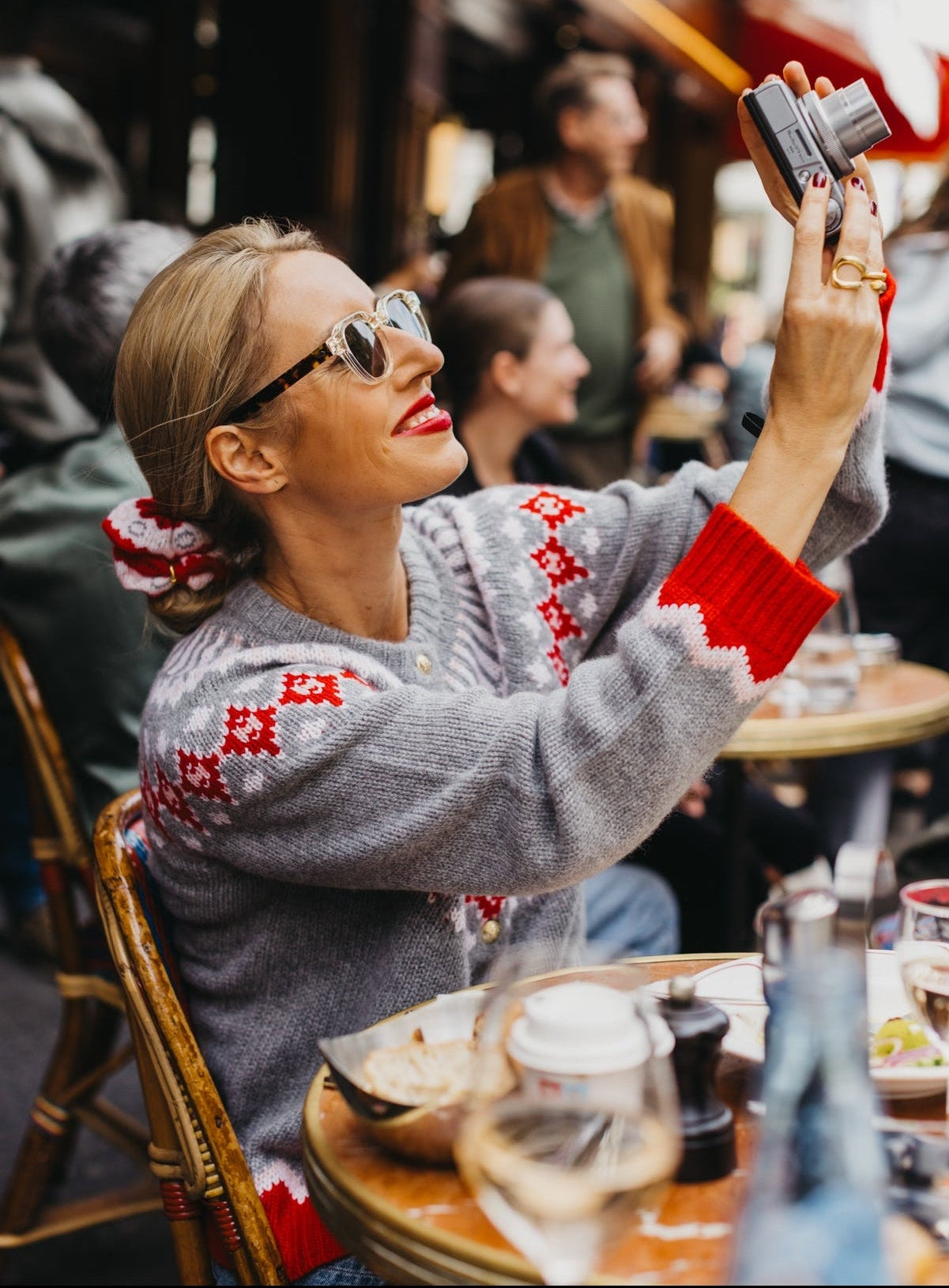 LAURA FAIR ISLE CARDIGAN IN SALT GREY