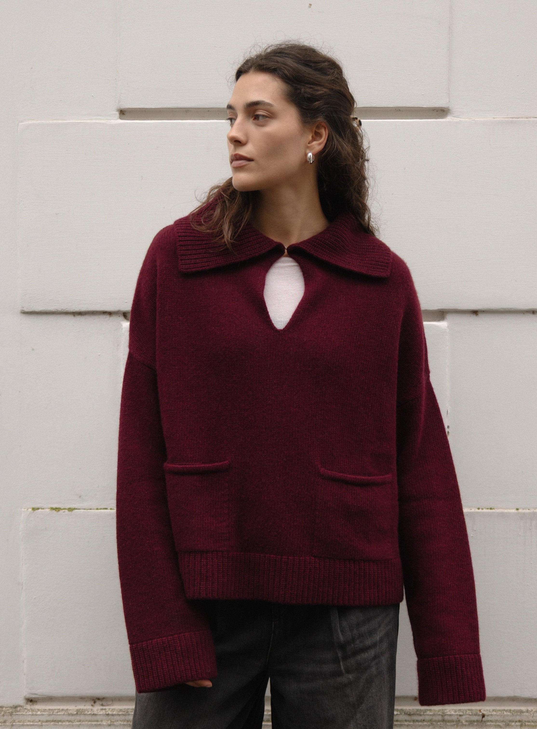 VALENTINE SWEATER IN DARK CHERRY