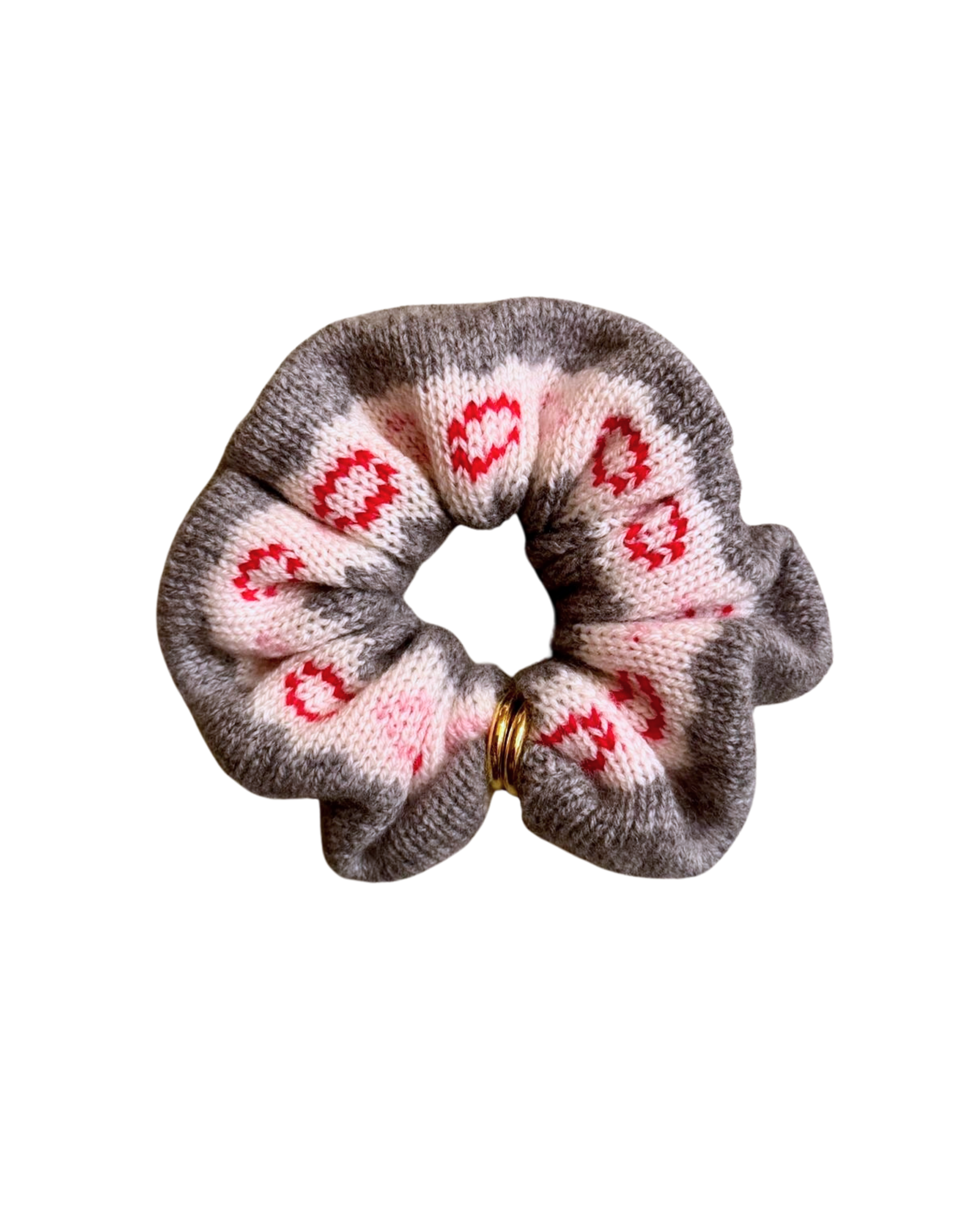 LAURA FAIR ISLE SCRUNCHY IN SALT GREY