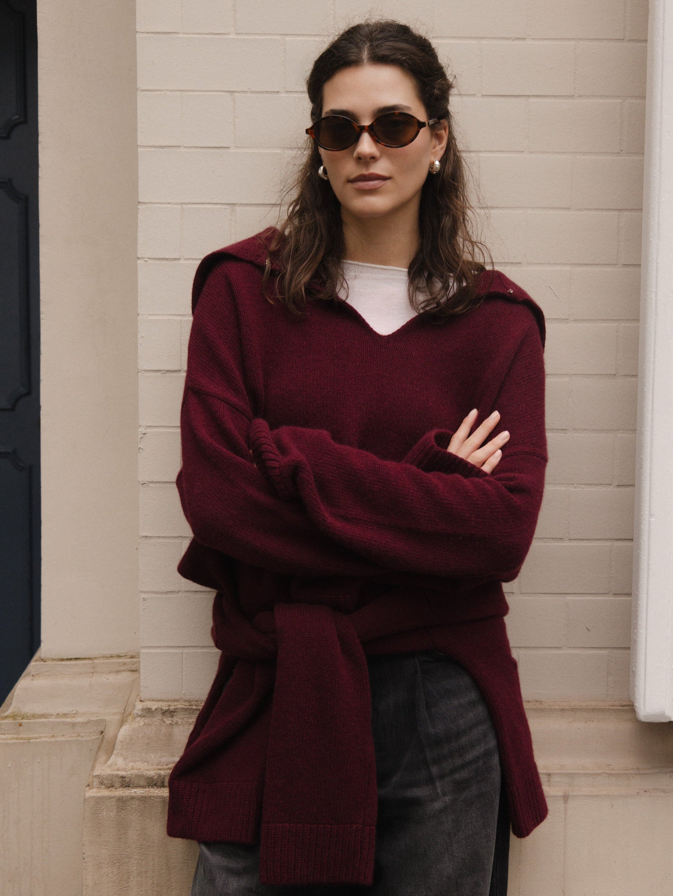VALENTINE SWEATER IN DARK CHERRY