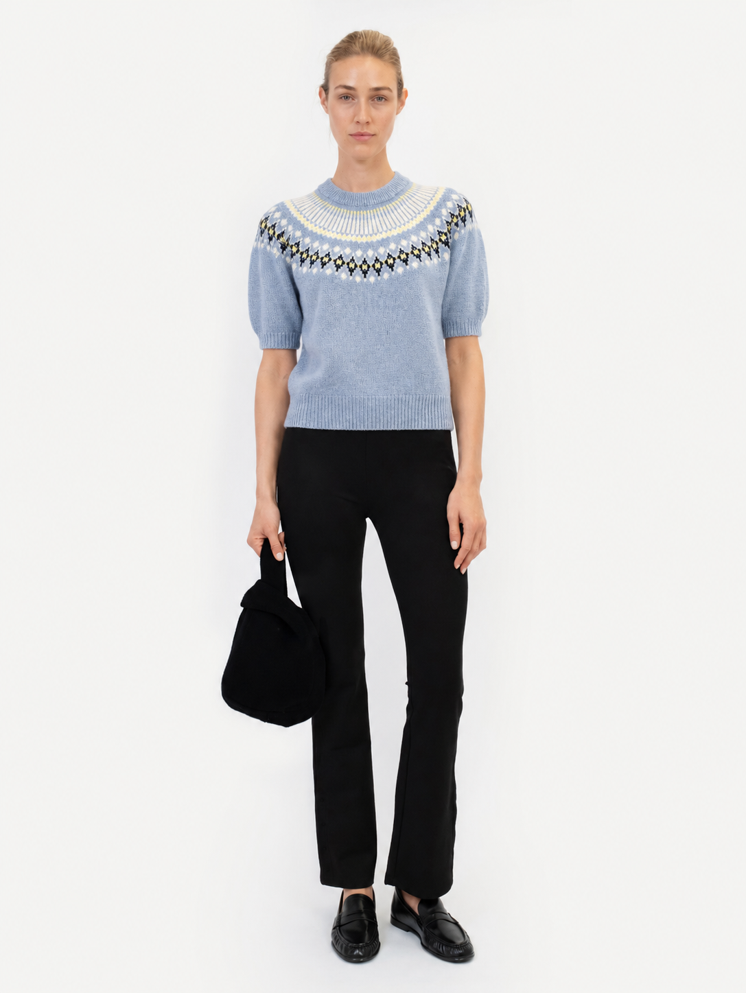 LAURA FAIR ISLE TEE IN BLUEBERRY LATTE