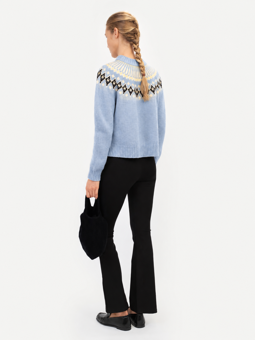 LAURA FAIR ISLE SWEATER IN BLUEBERRY LATTE