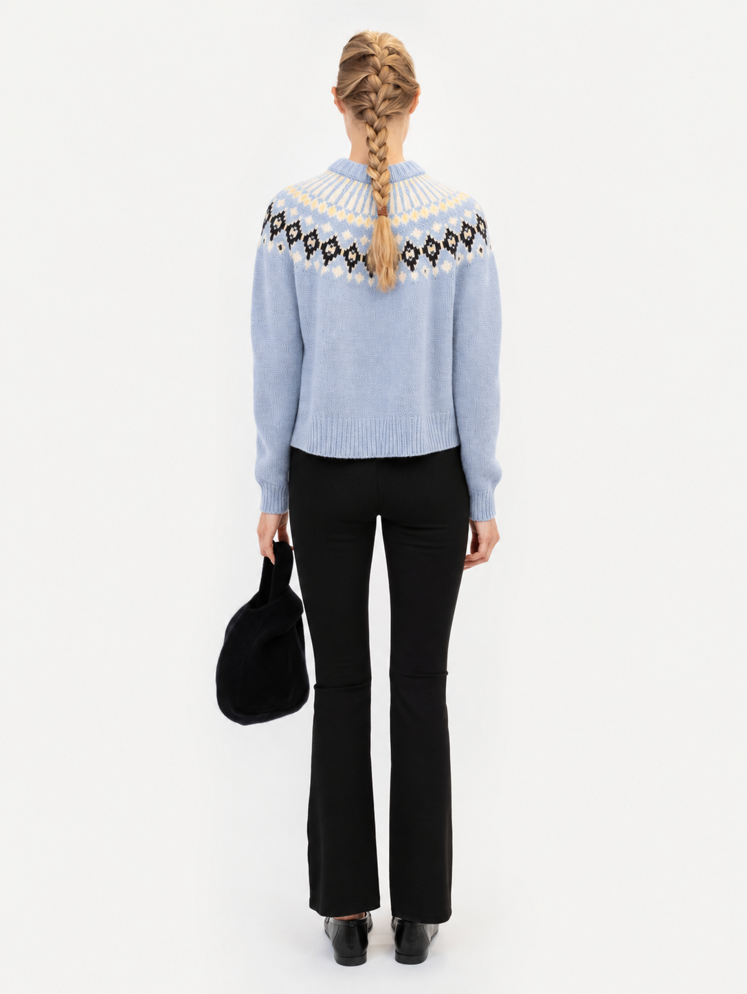 LAURA FAIR ISLE SWEATER IN BLUEBERRY LATTE