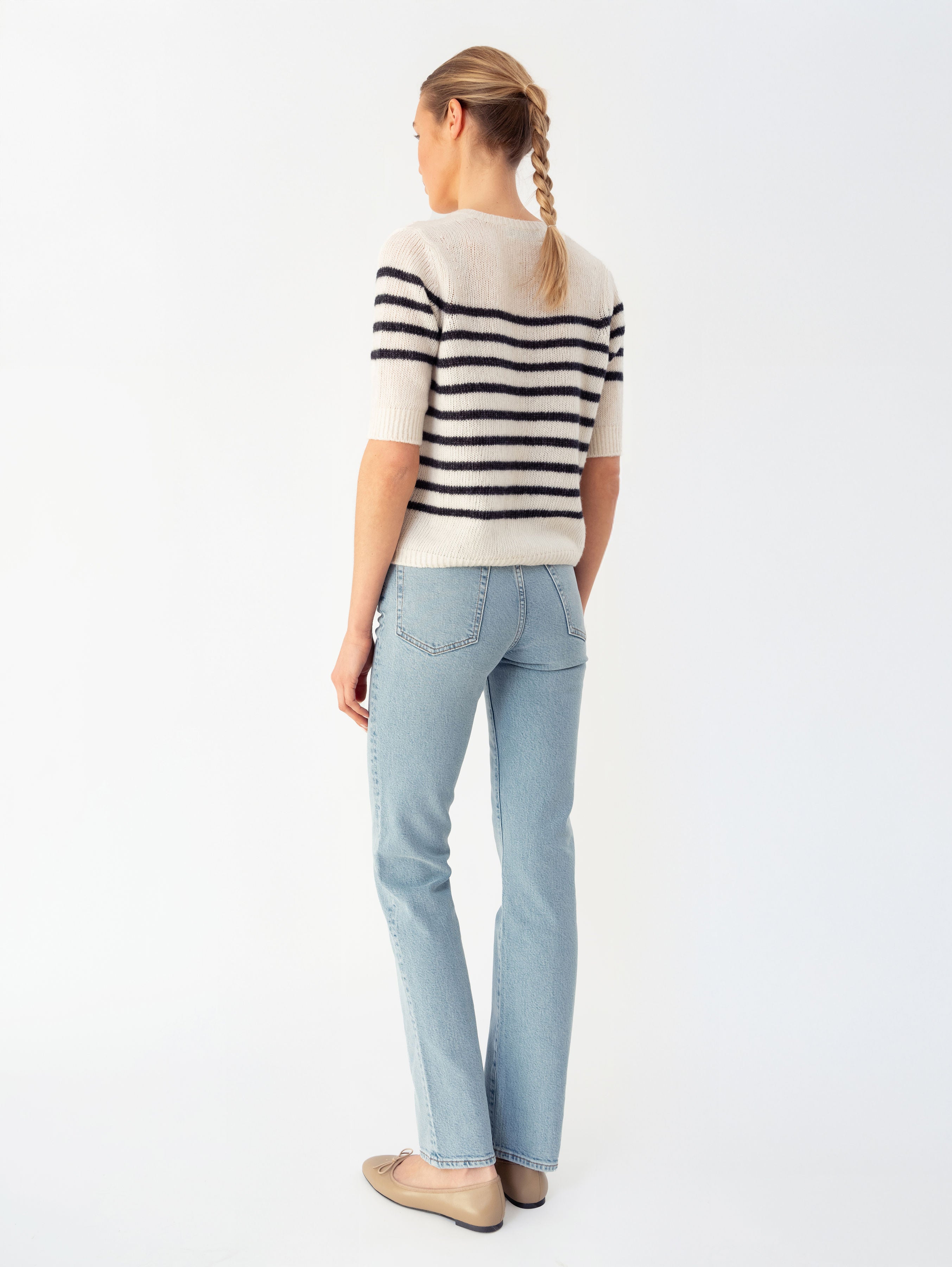 LOUISE CARDIGAN IN CREAMCHEESE / DARK BLUE