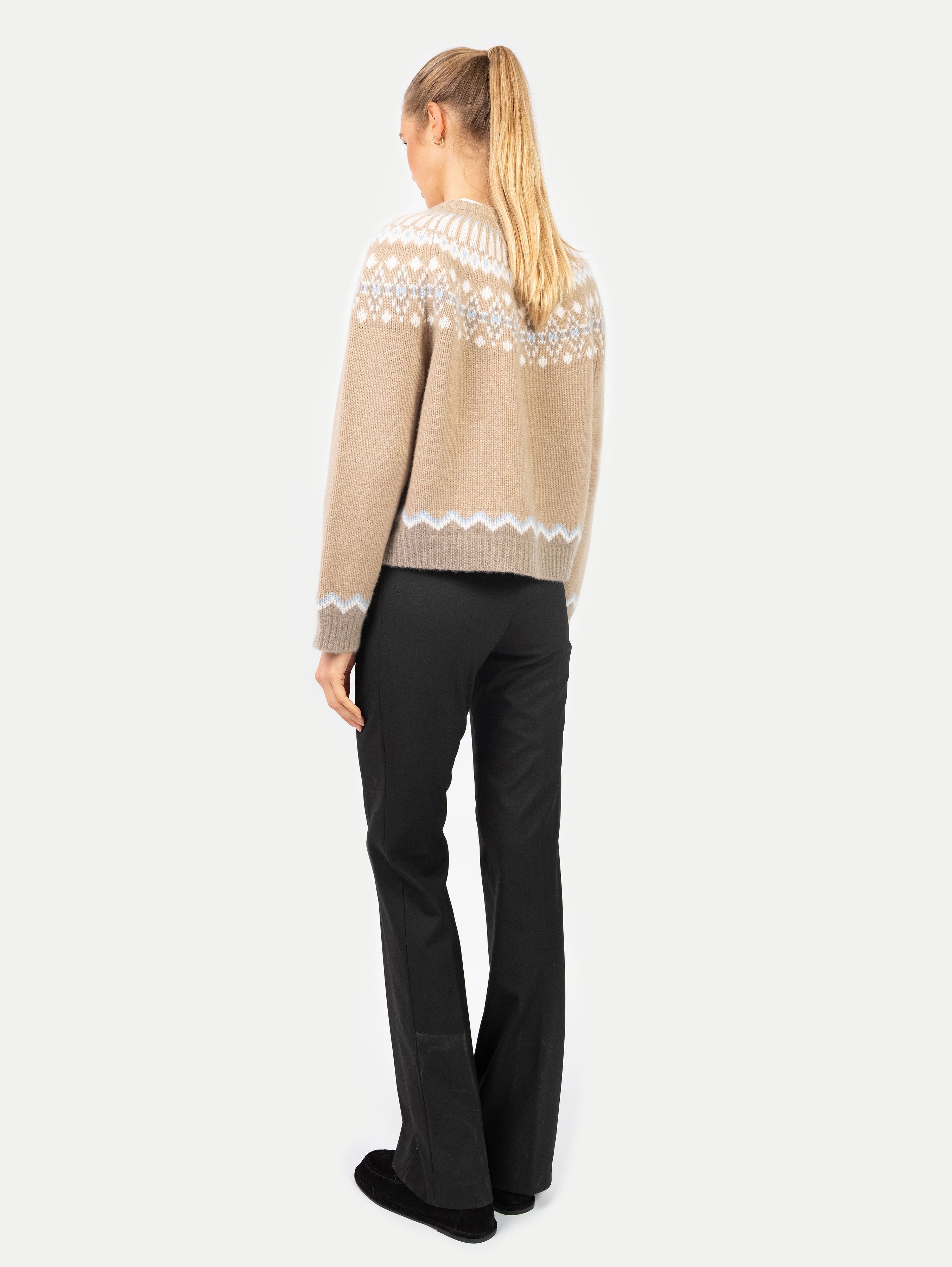 LAURA FAIR ISLE CARDIGAN IN TOAST