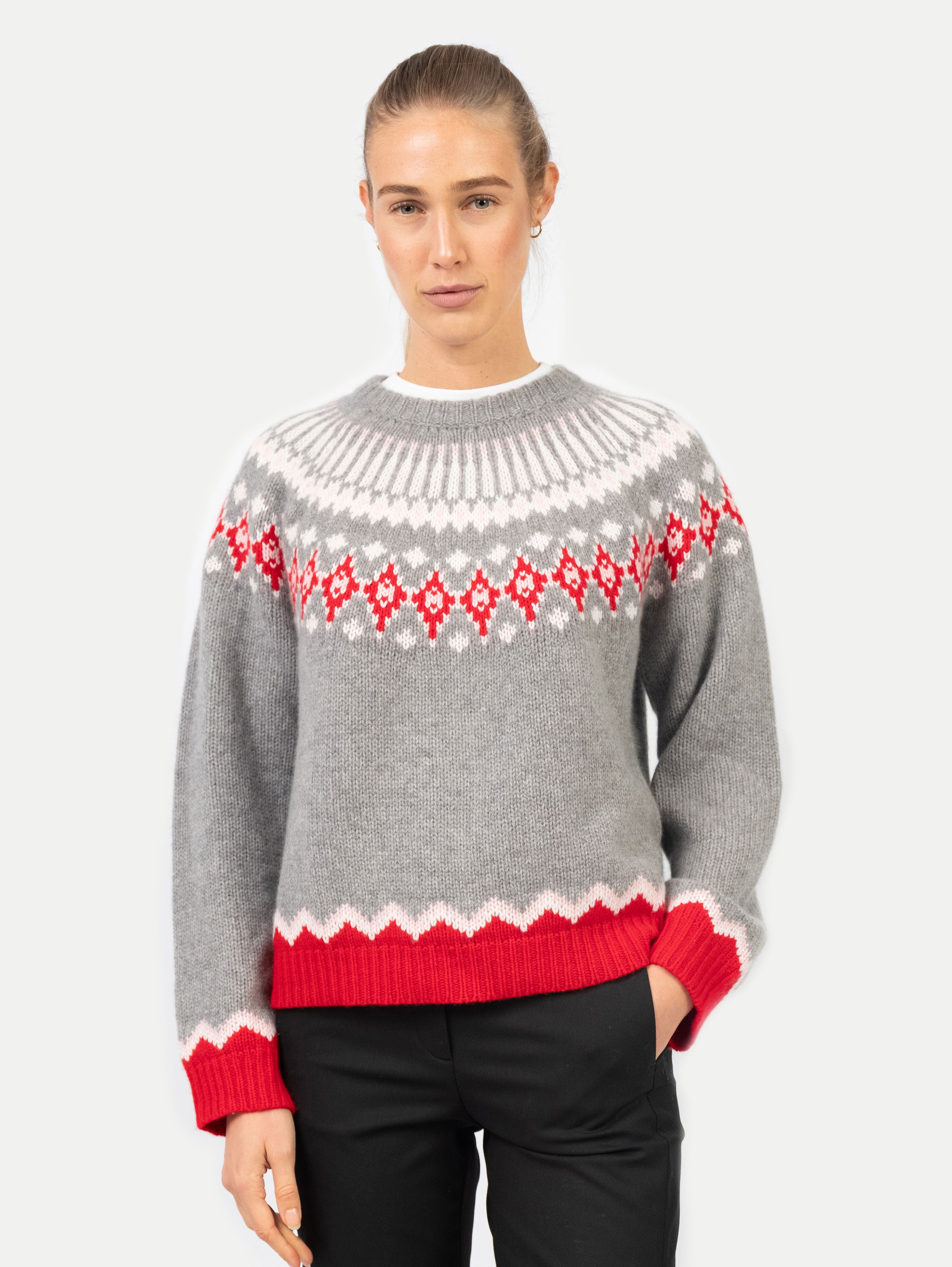 LAURA FAIR ISLE SWEATER IN SALT GREY