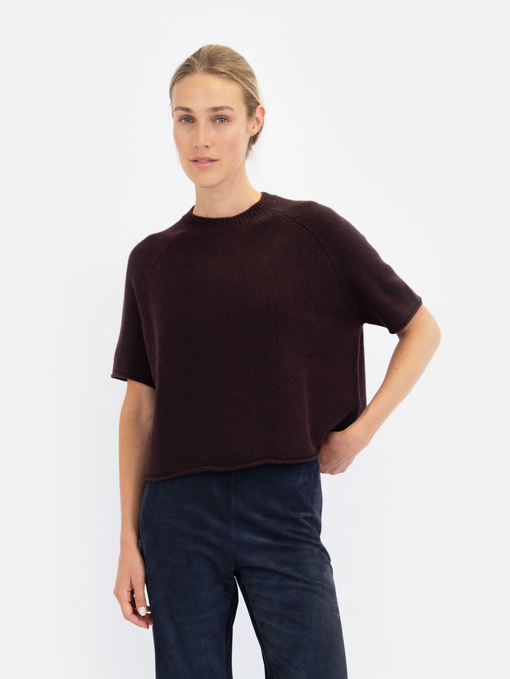 GRETA SWEATER IN MELANZANE