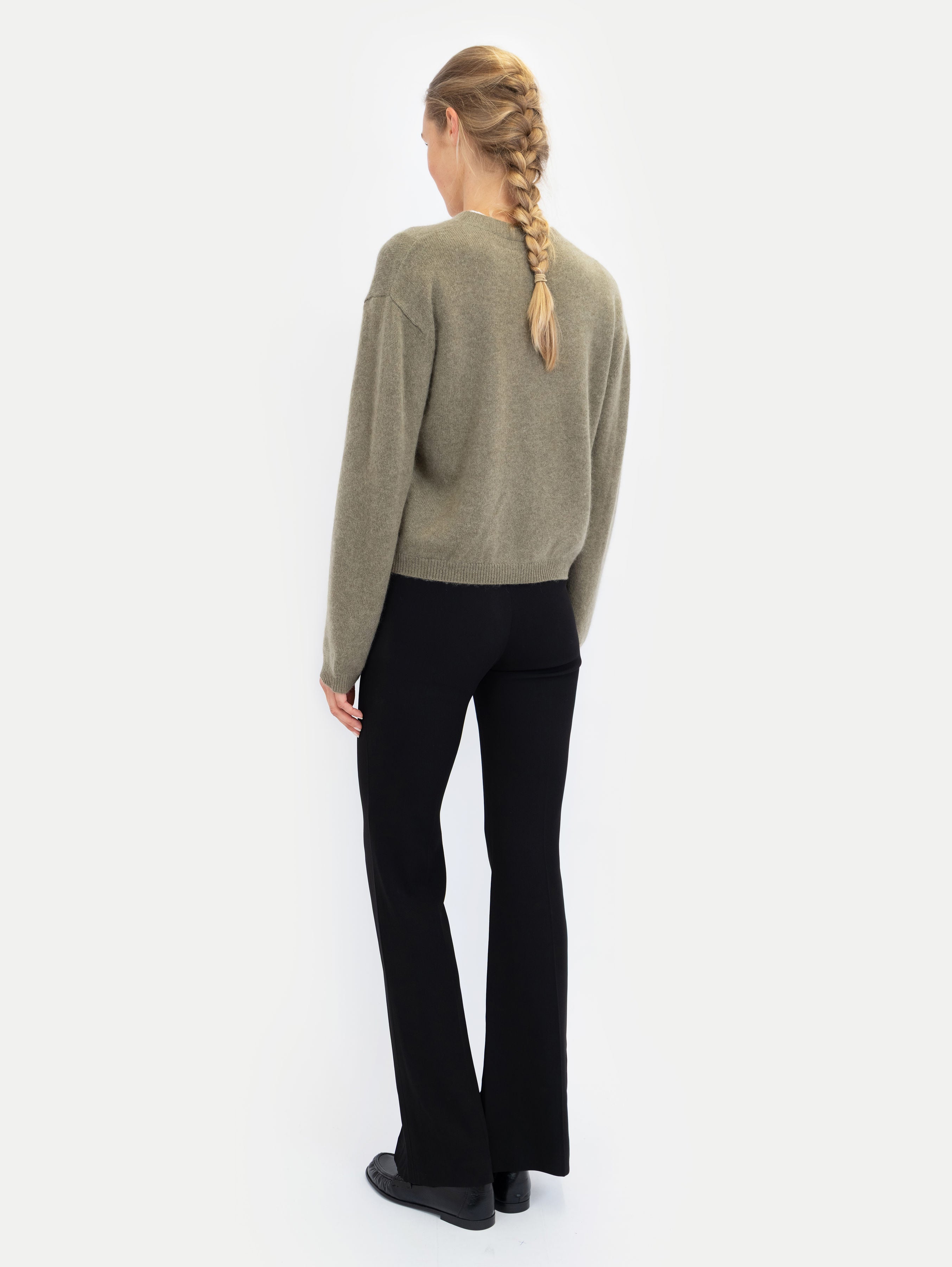 EMILIA BRUSHED CARDIGAN IN BREEN