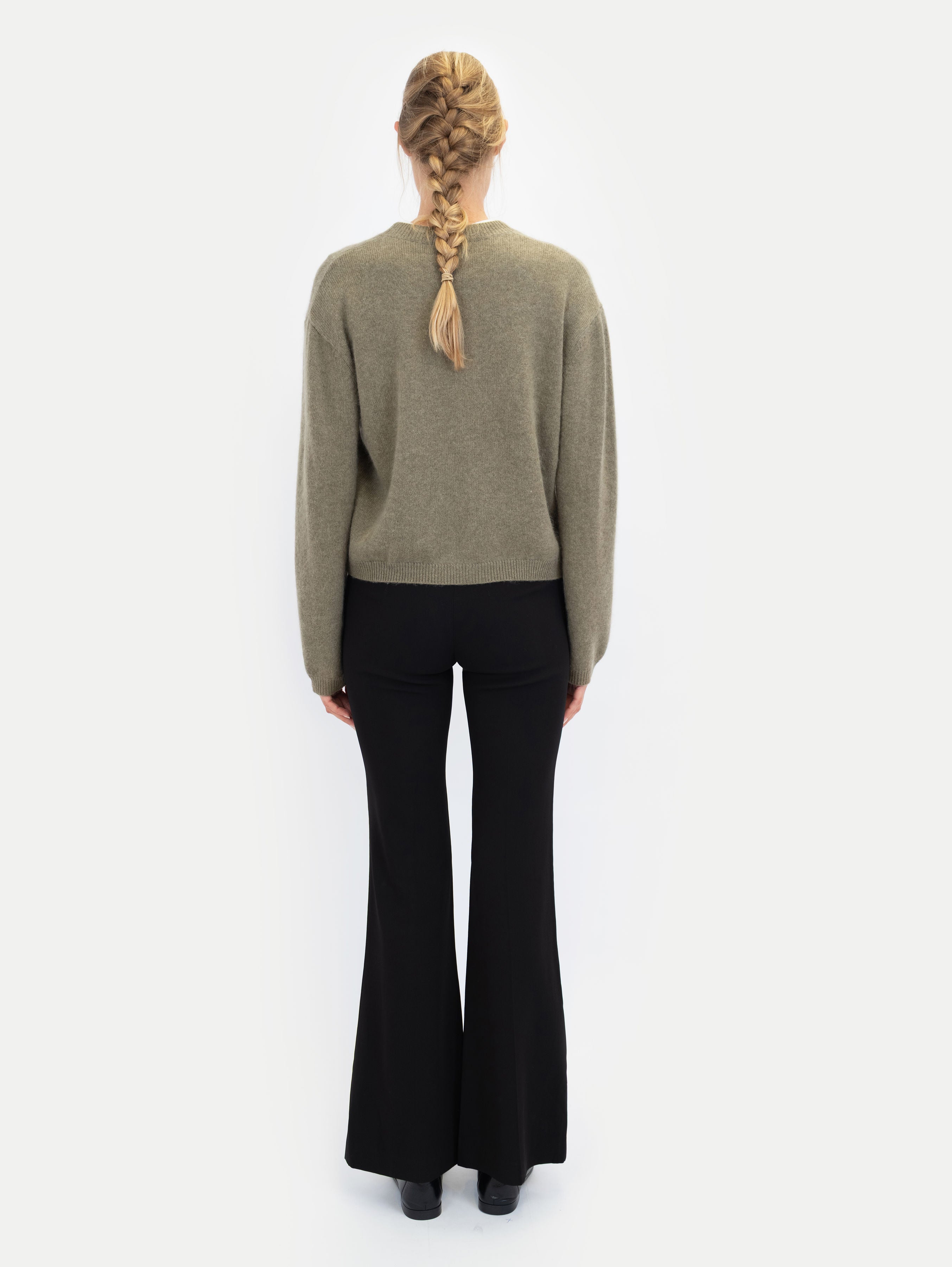 EMILIA BRUSHED CARDIGAN IN BREEN