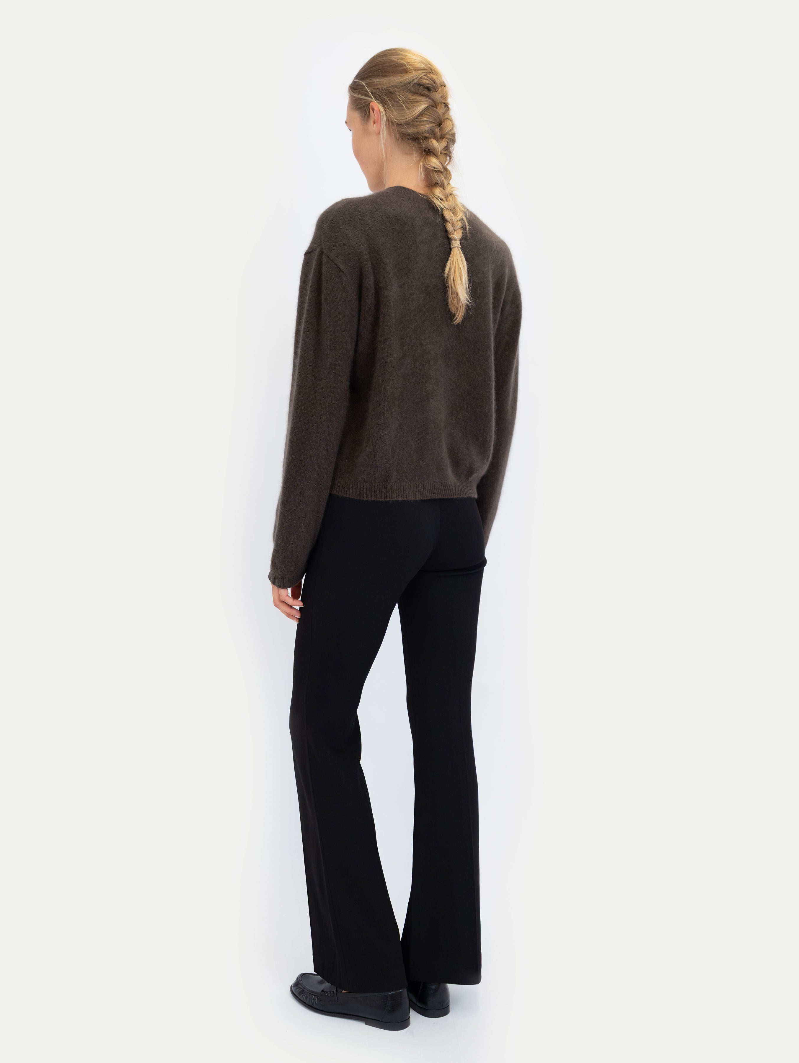 EMILIA BRUSHED CARDIGAN IN CHOCOLATE