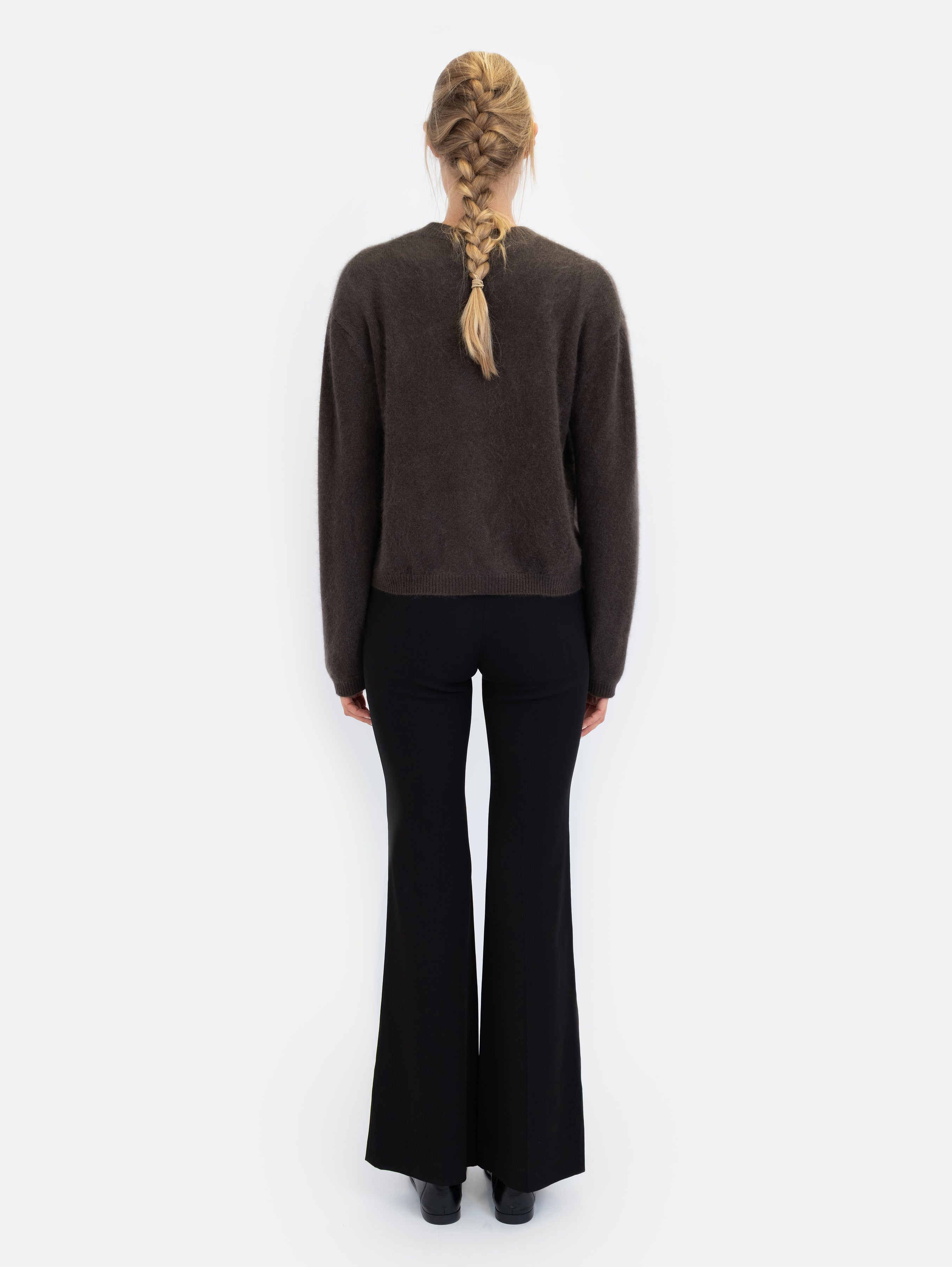 EMILIA BRUSHED CARDIGAN IN CHOCOLATE