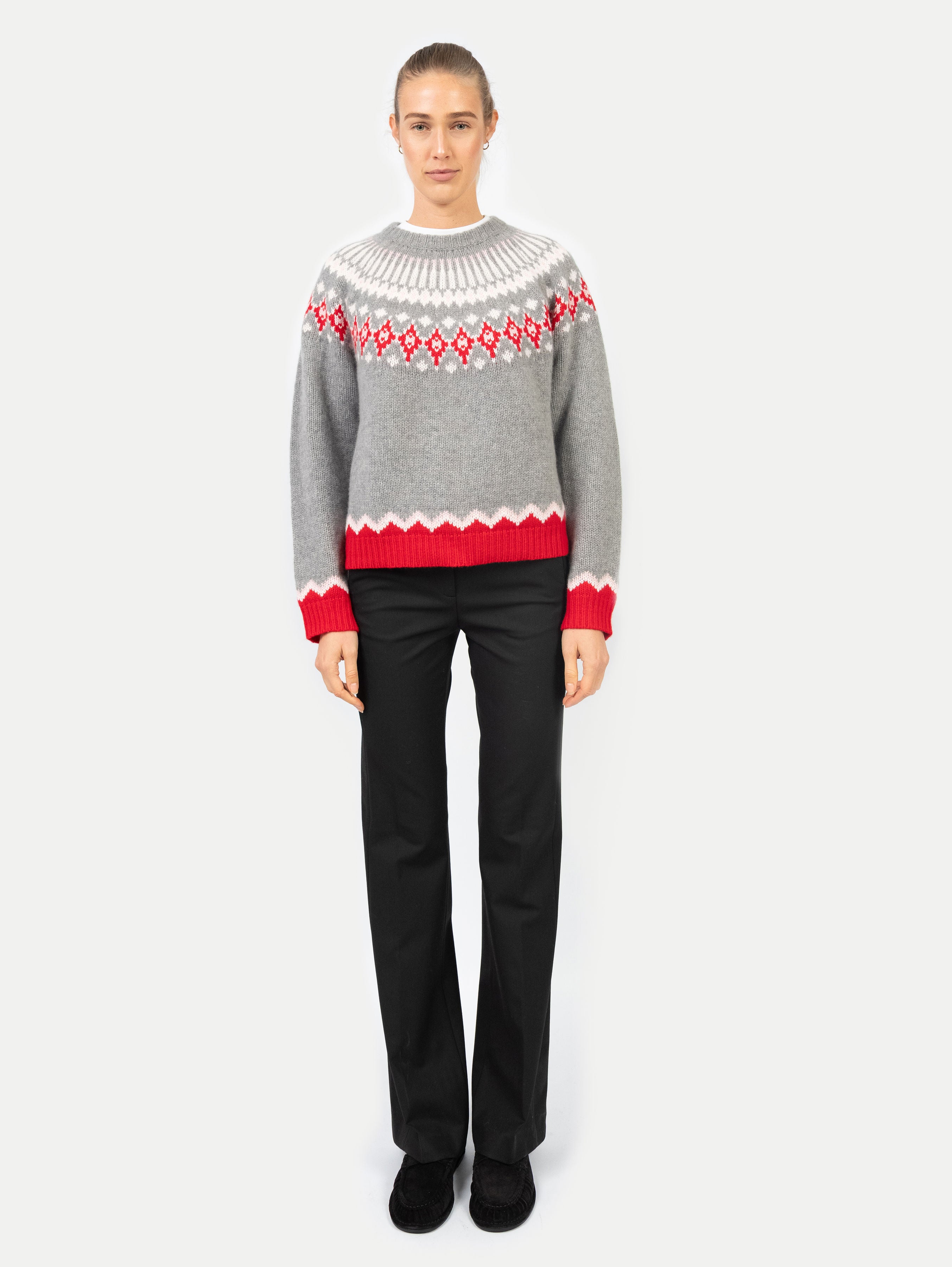LAURA FAIR ISLE SWEATER IN SALT GREY