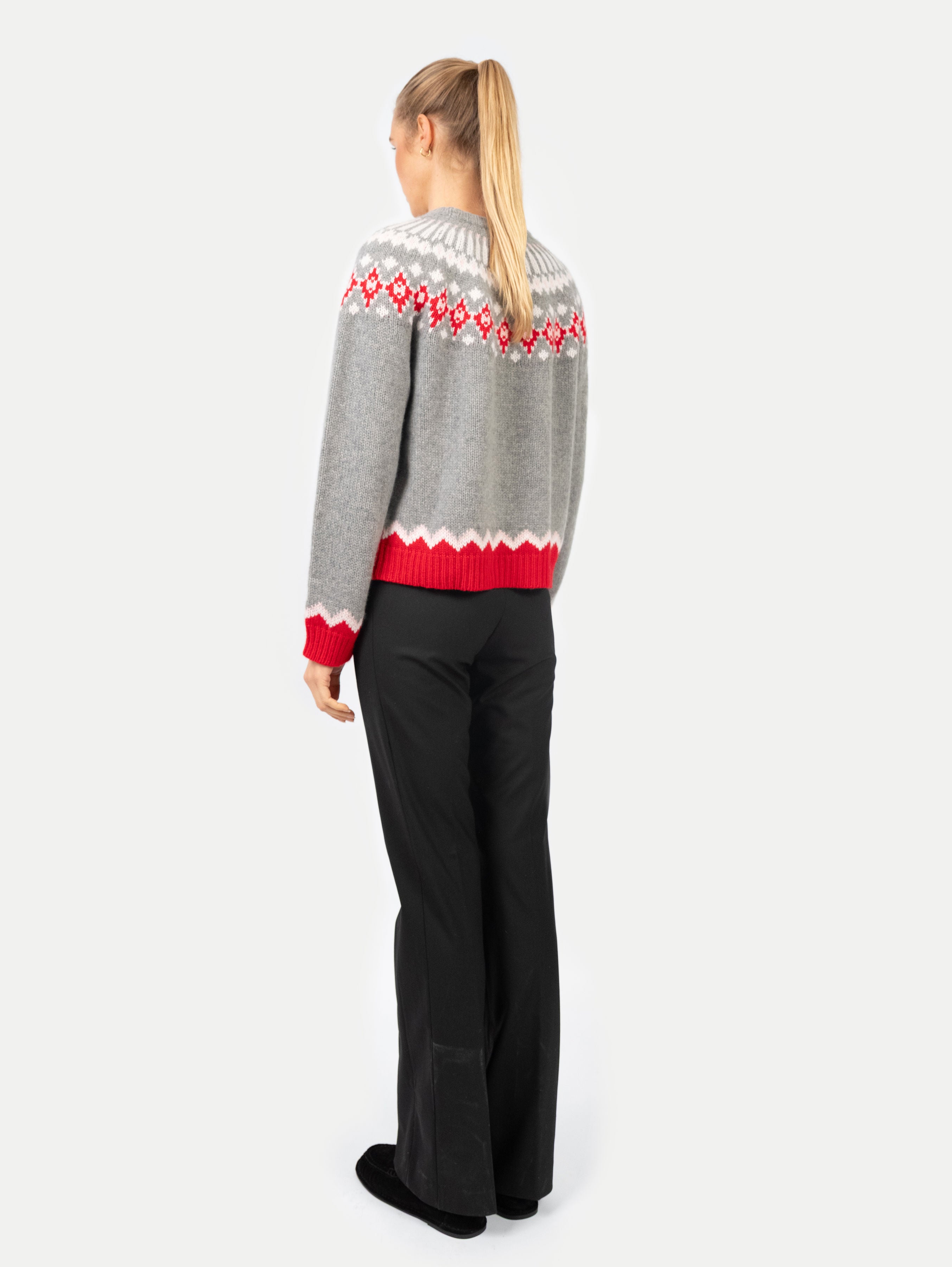 LAURA FAIR ISLE CARDIGAN IN SALT GREY