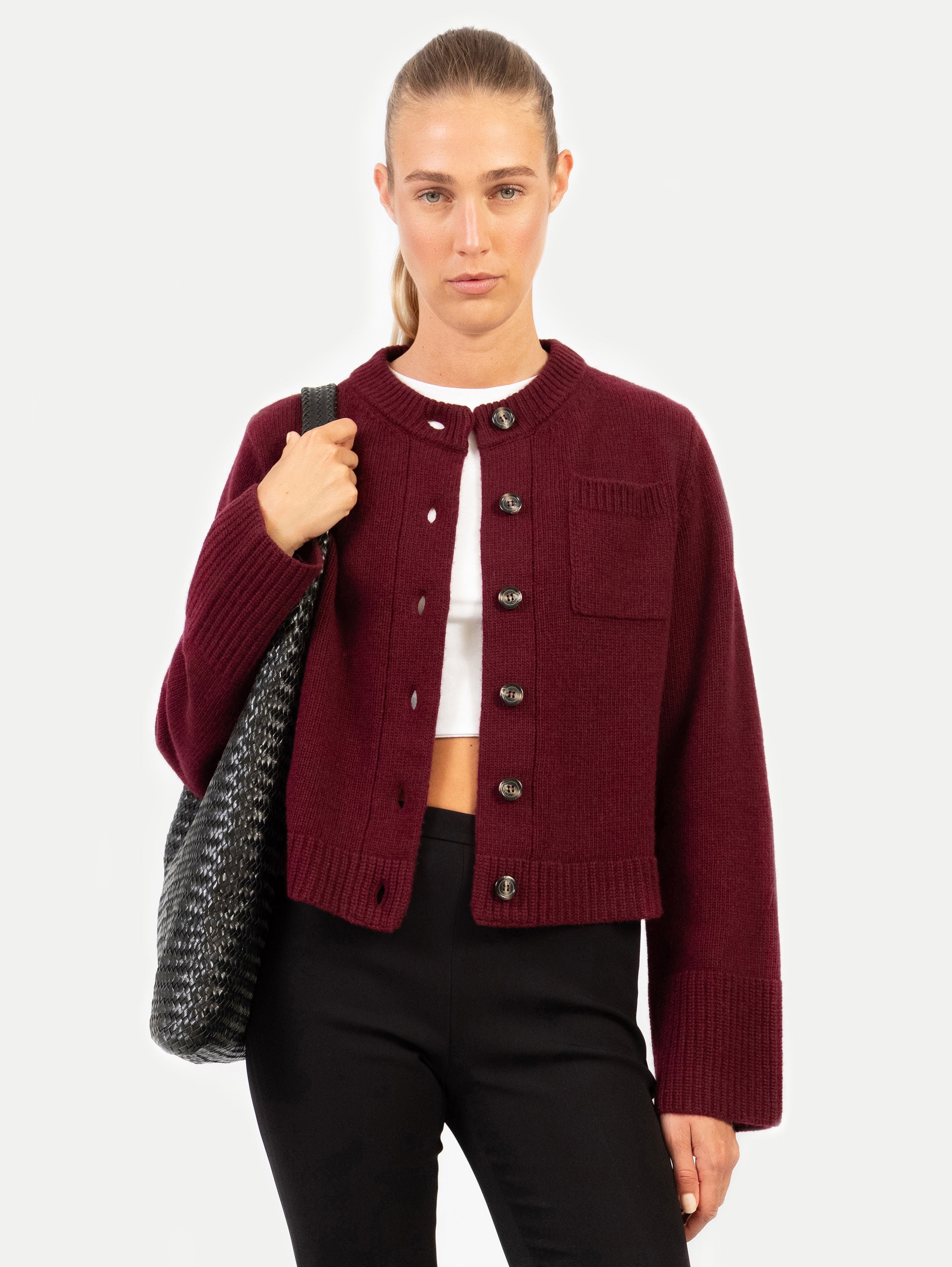 LILLY CARDIGAN IN DARK CHERRY