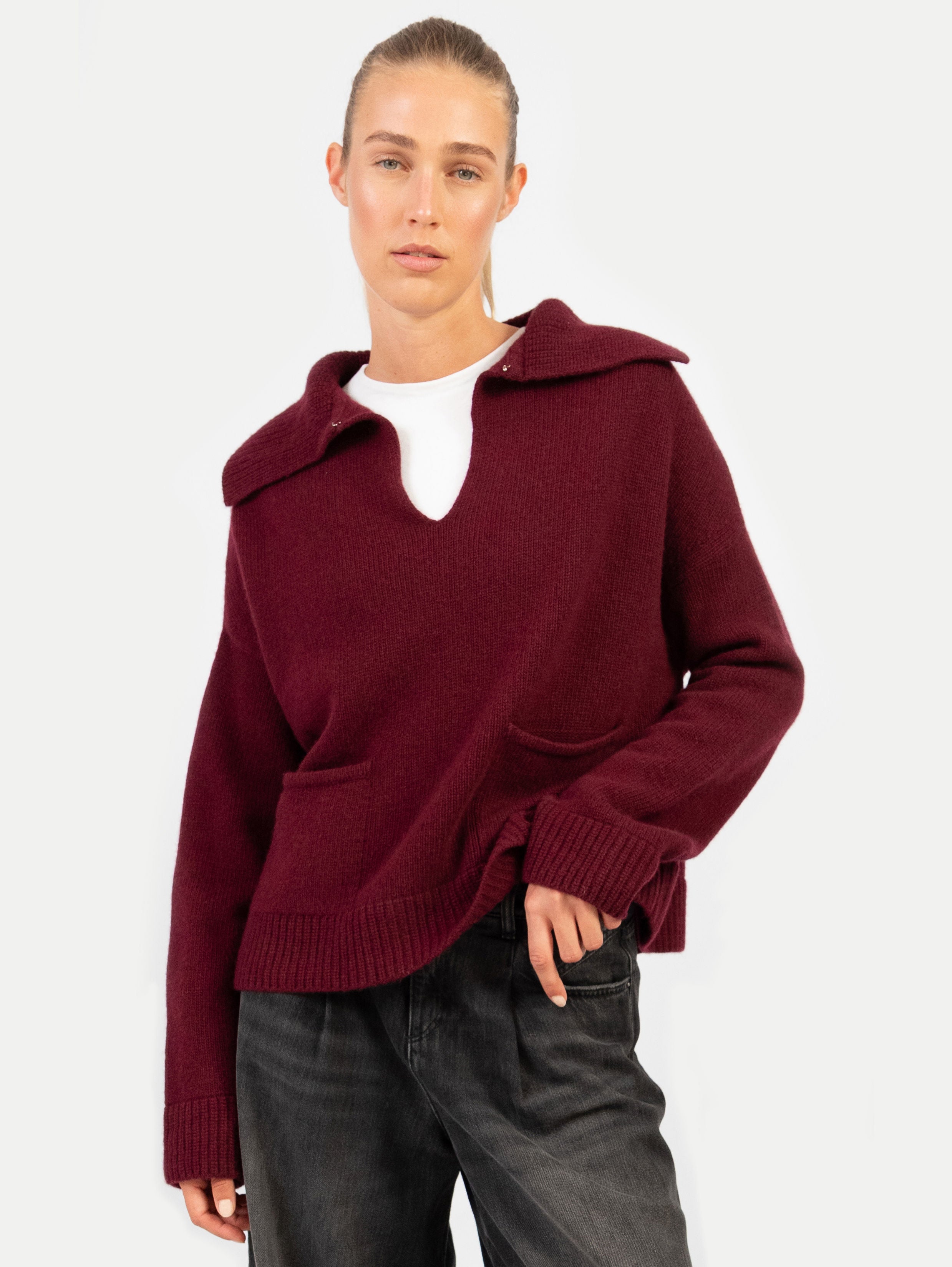 VALENTINE SWEATER IN DARK CHERRY