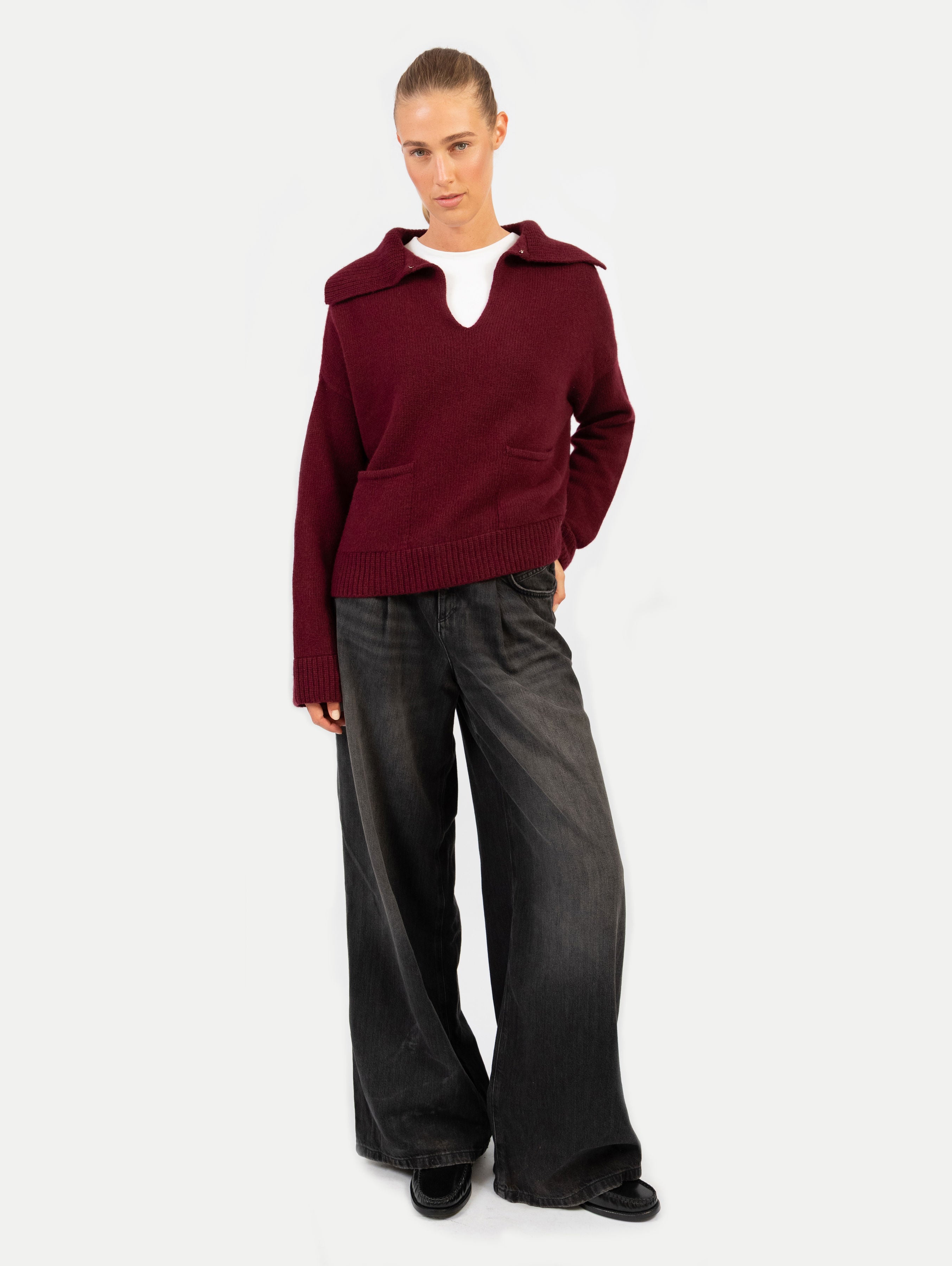 VALENTINE SWEATER IN DARK CHERRY