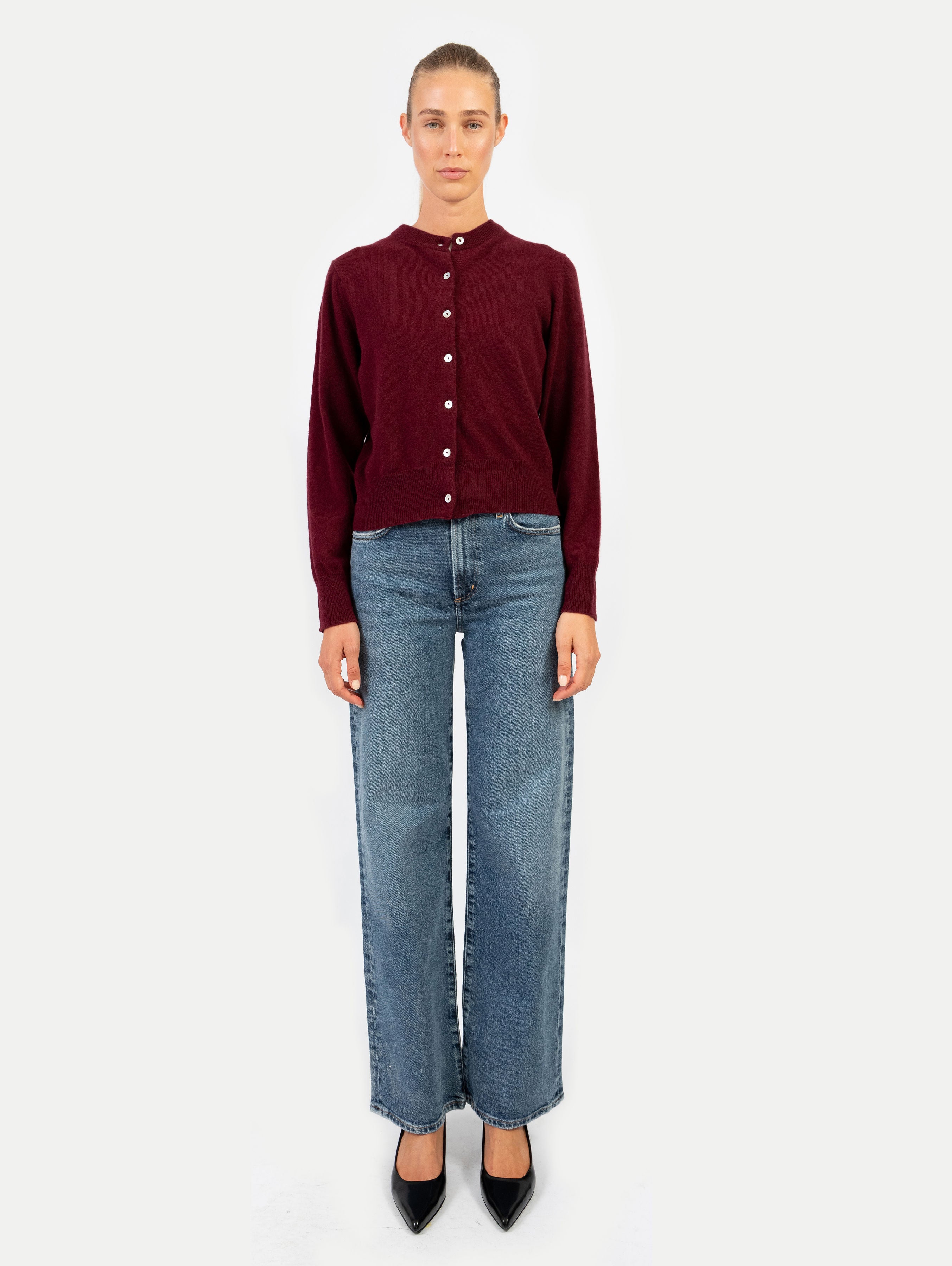 CLARA CARDIGAN IN DARK CHERRY