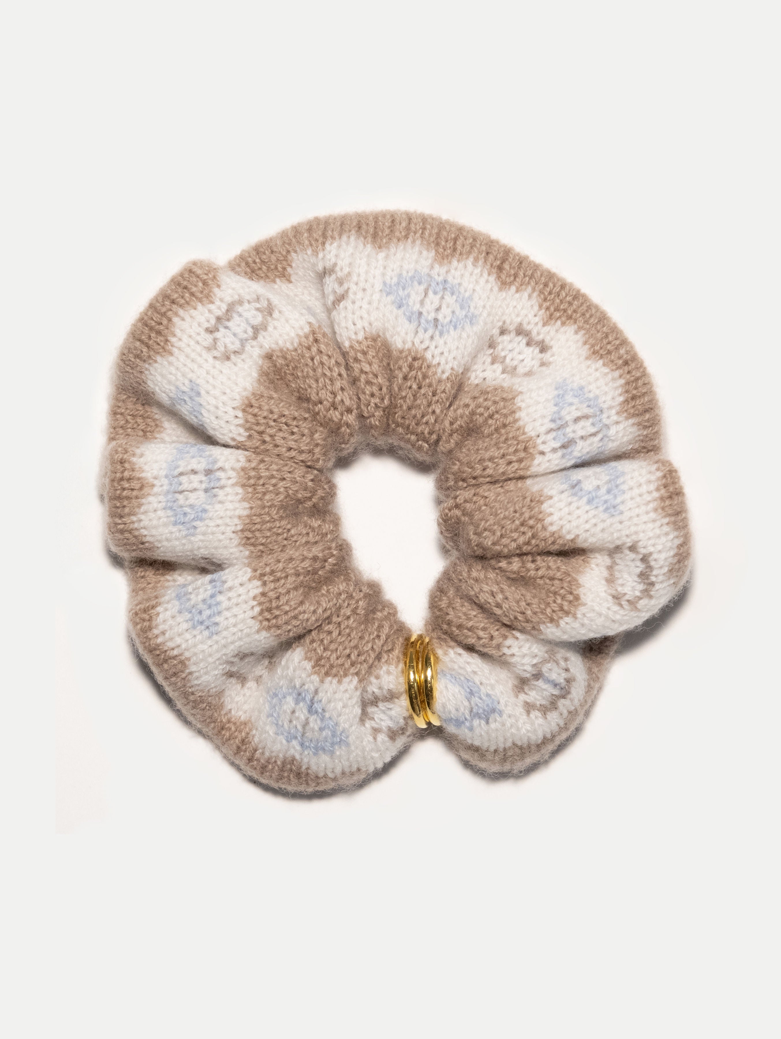 LAURA FAIR ISLE SCRUNCHY IN TOAST