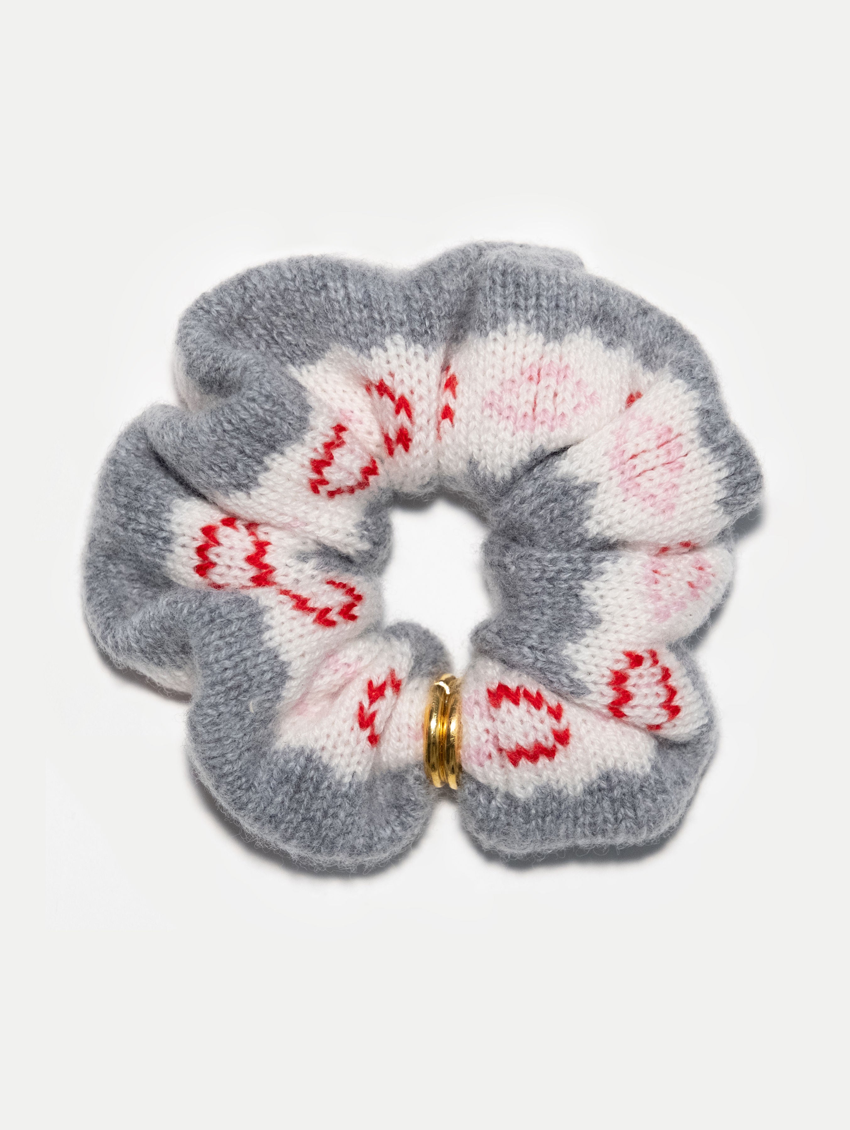 LAURA FAIR ISLE SCRUNCHY IN SALT GREY