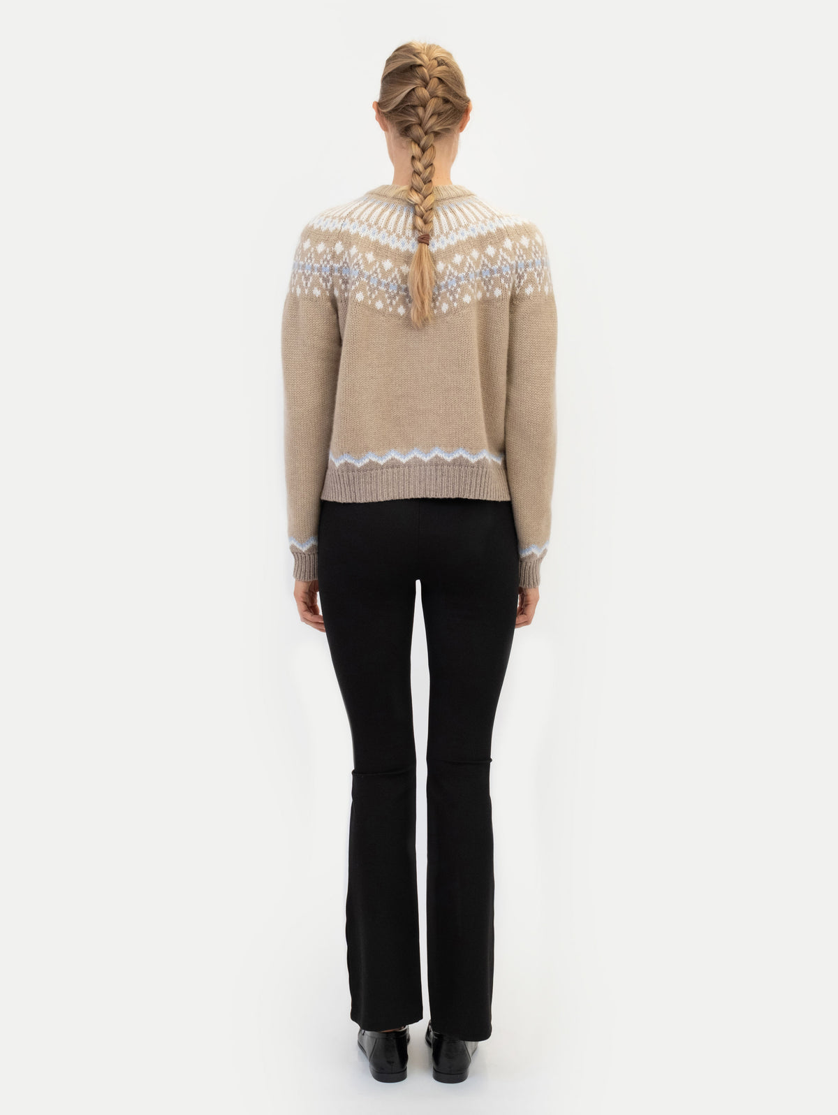 LAURA FAIR ISLE CARDIGAN IN TOAST
