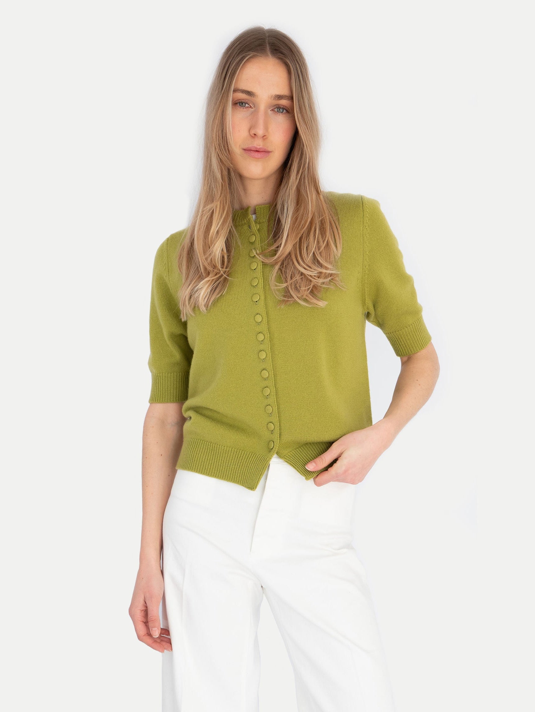 CELINE CARDIGAN IN AVOCADO