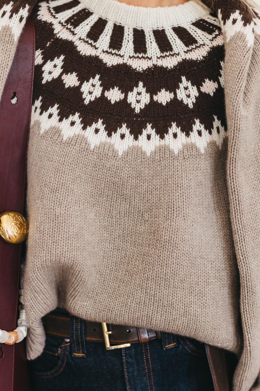 LAURA FAIR ISLE SWEATER 2.0 IN ALMOND POWDER